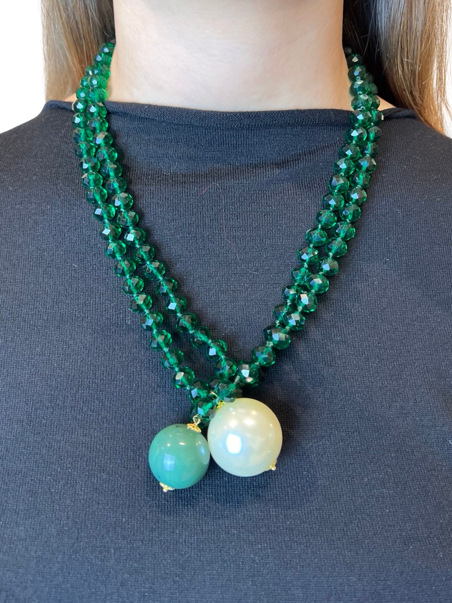 Collar Fabrizio Marcantelli Bolitas y 2 Bolas Grande Verde