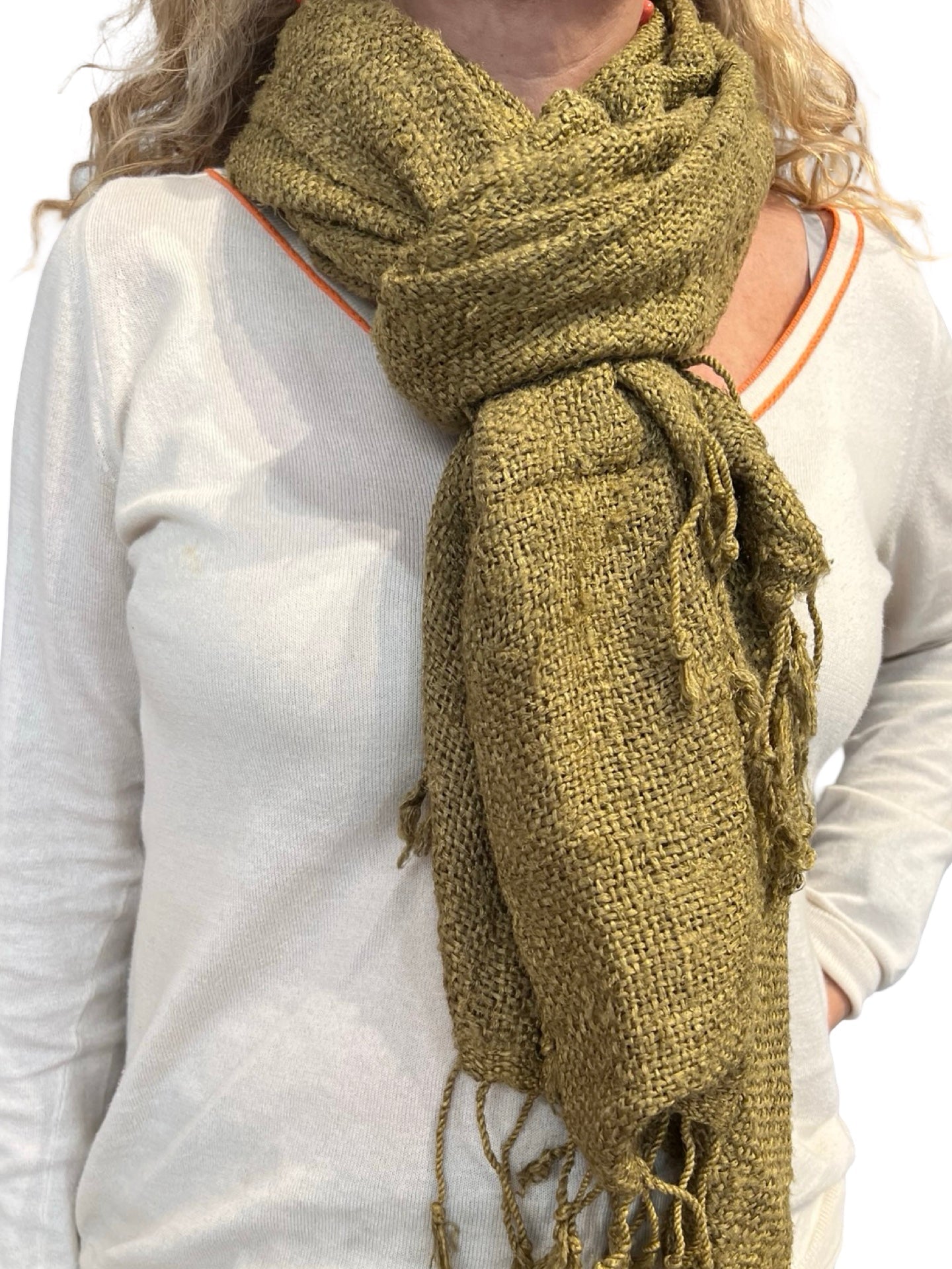 Écharpe Il Baco Da Seta Soie olive