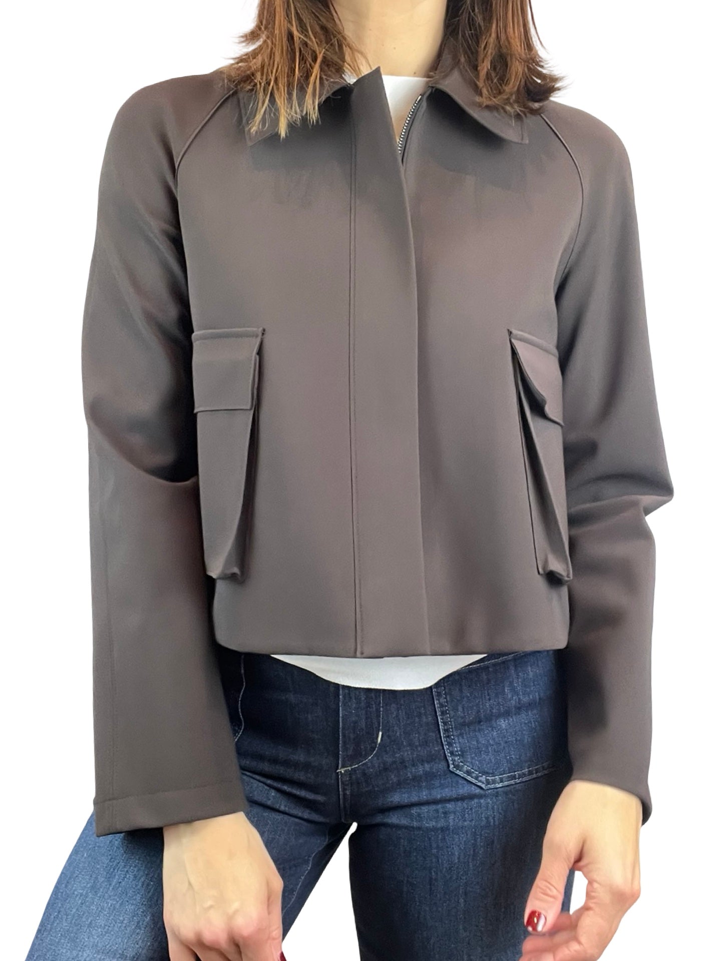 Cazadora Harris Warf London Cropped Raglan Marron