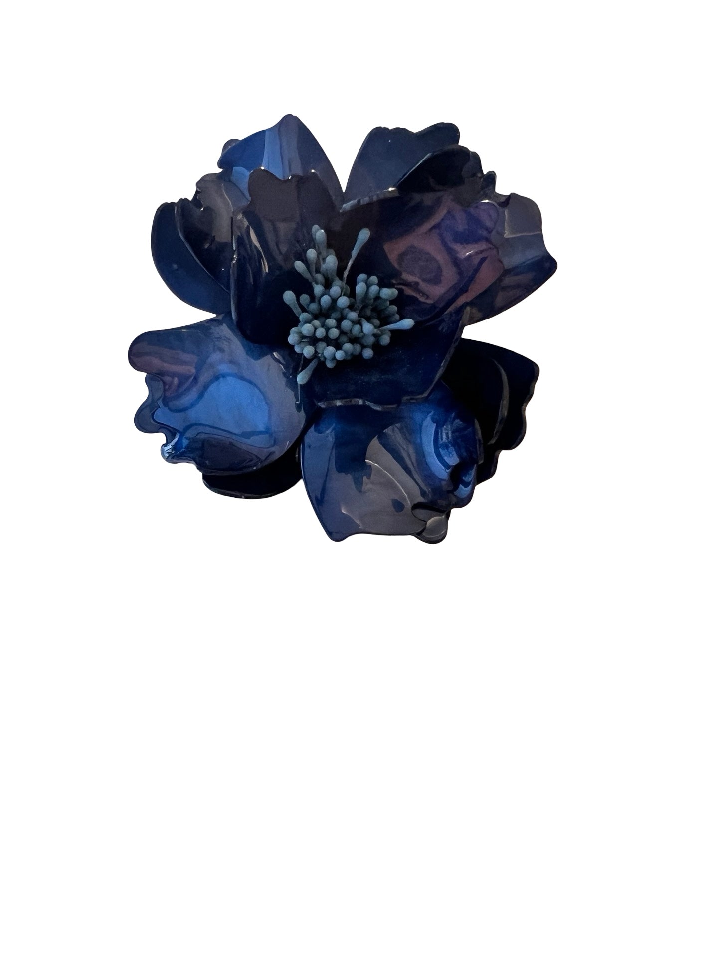 Broche Il Baco Da Seta Flor Resina Azul