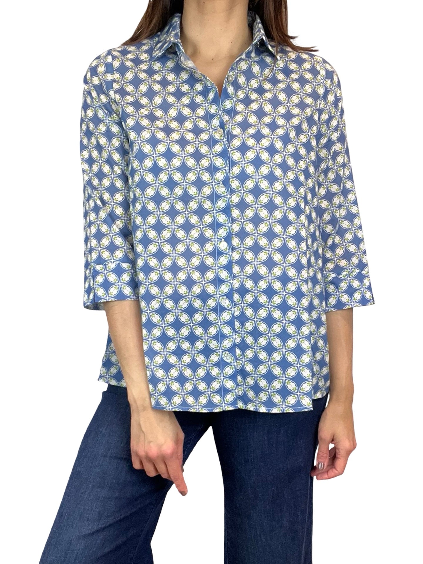 Camisa Monika Varga Flor Azul