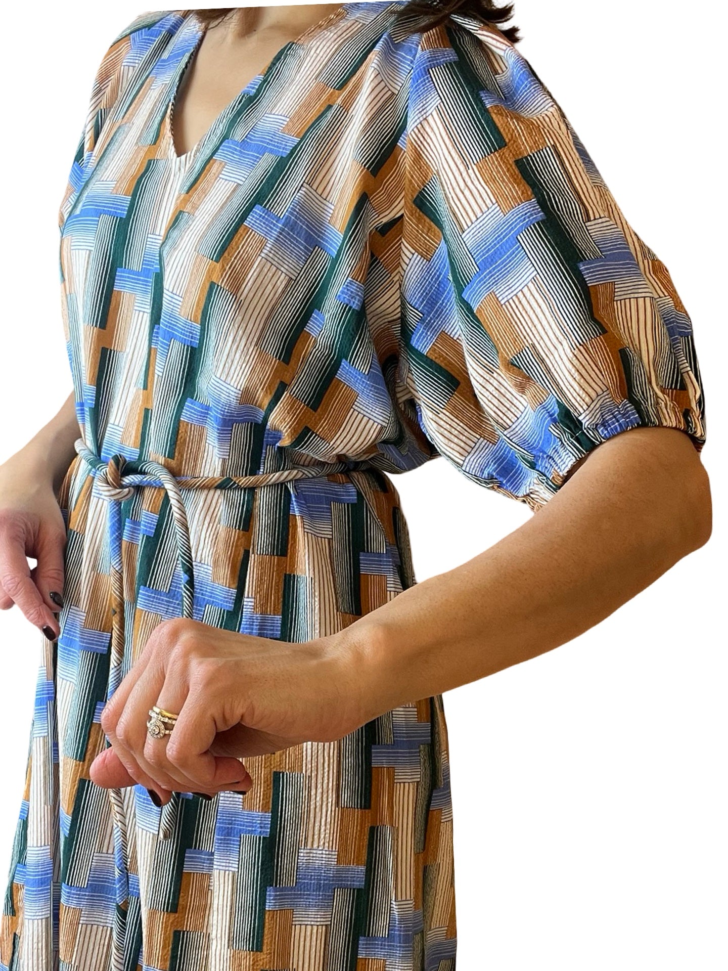 Vestido Mapoésie Estampado Geométrico C.Pico