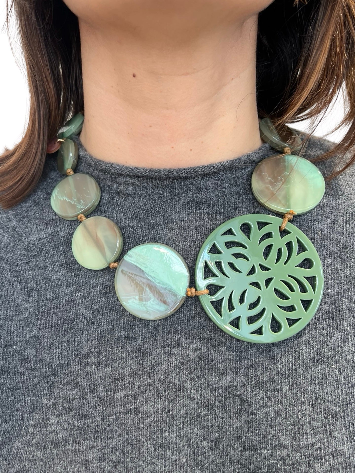 Collar Il Baco Da Seta Medallon Verde