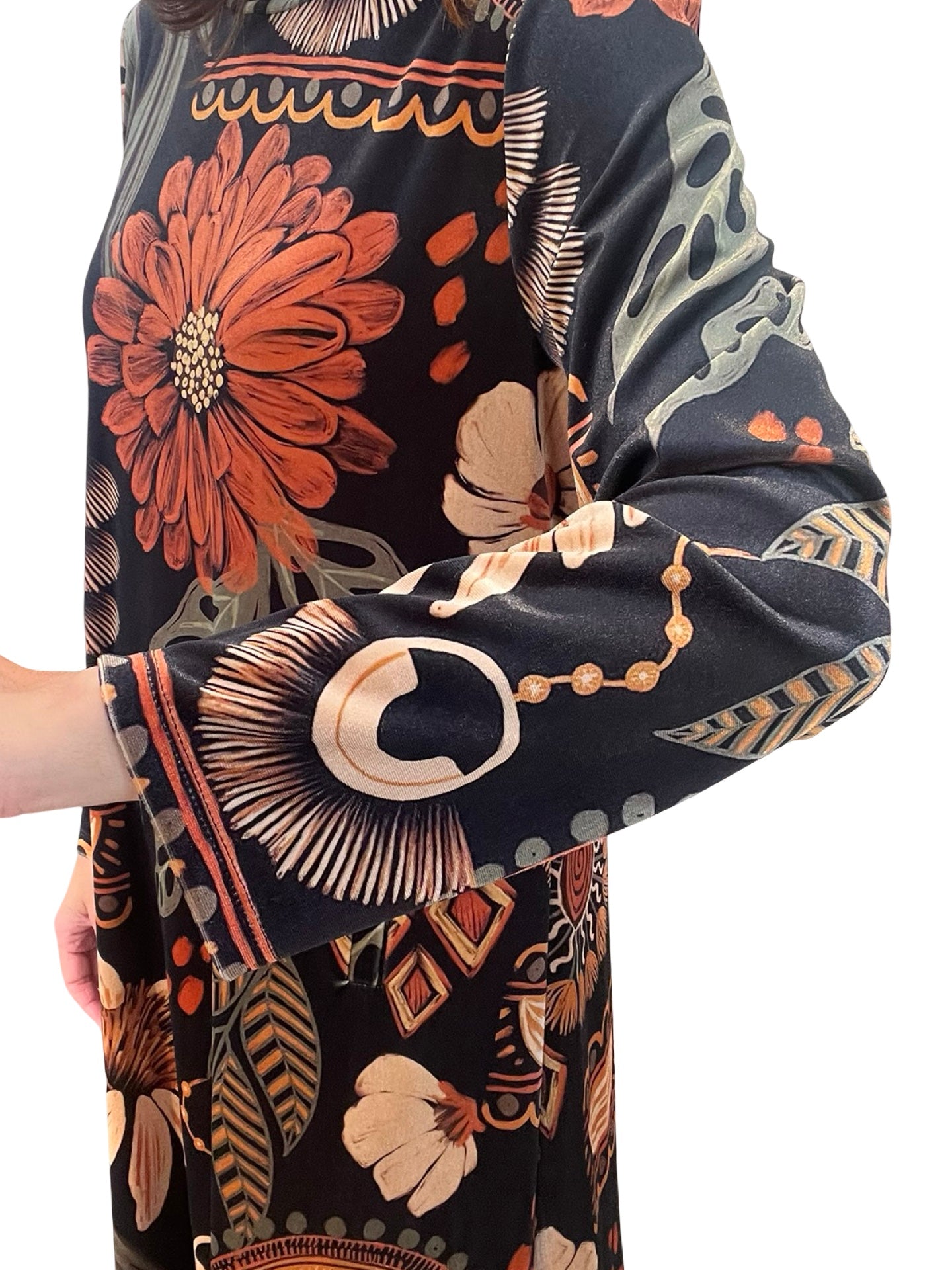 Vestido Il Baco Da Seta Saja Terciopelo Estampado Flores