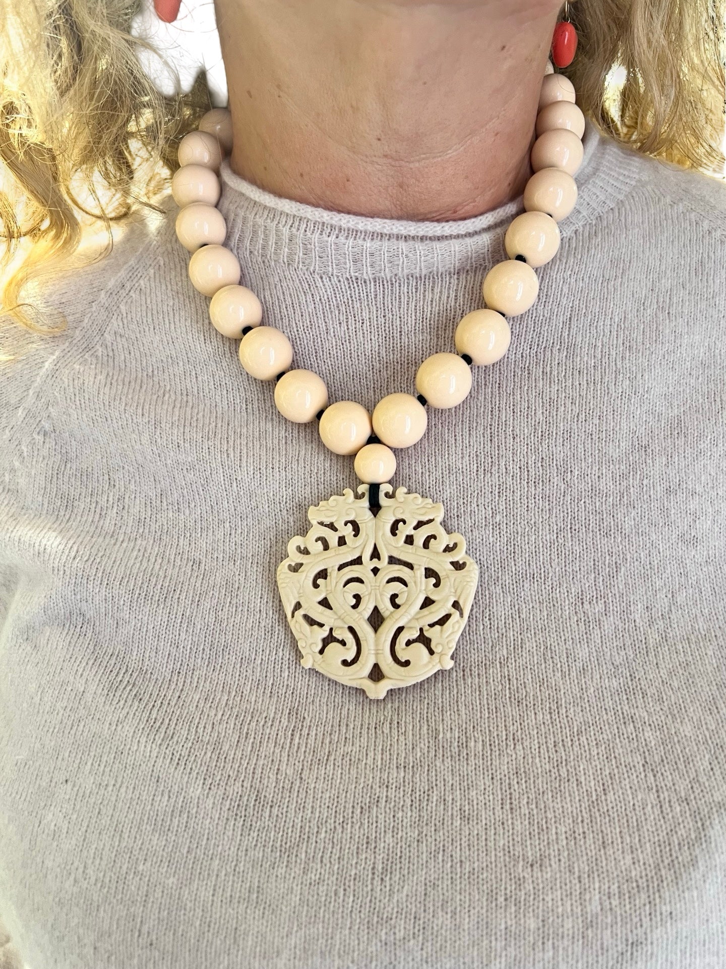 Fabrizio Marcantelli Short Ecru Medallion Necklace