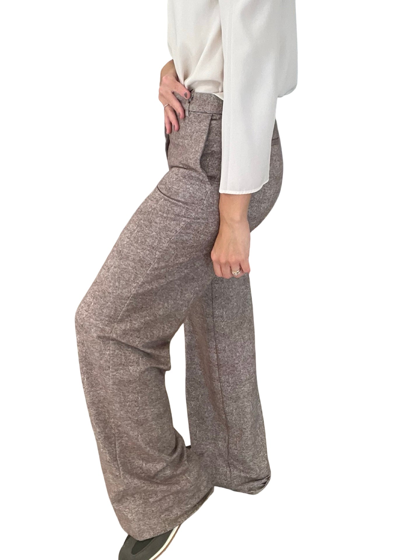 Pantalon Goodmatch Tweed Palazzo Beige