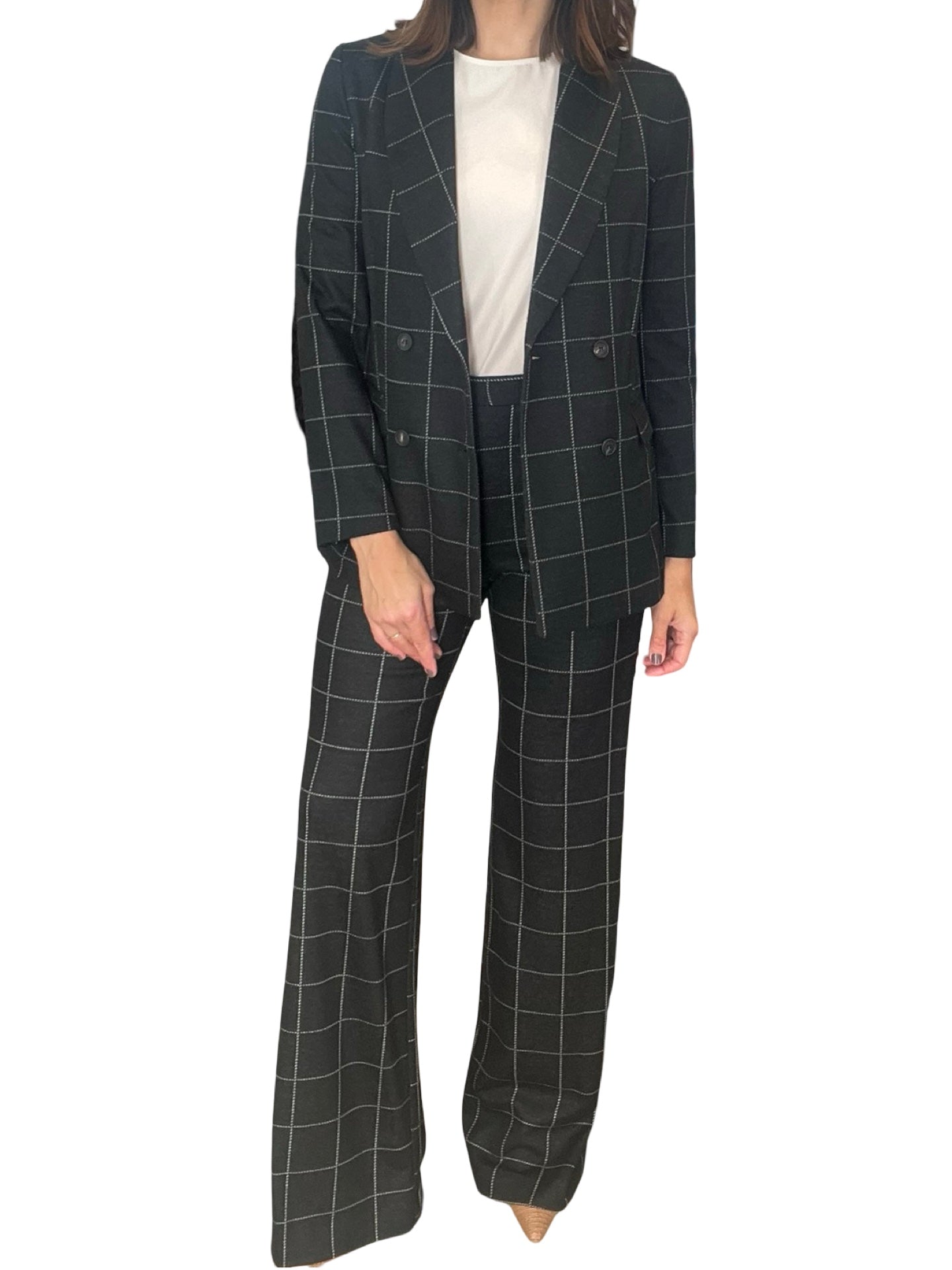 Pantaloni Goodmatch Palazzo a quadri grigi