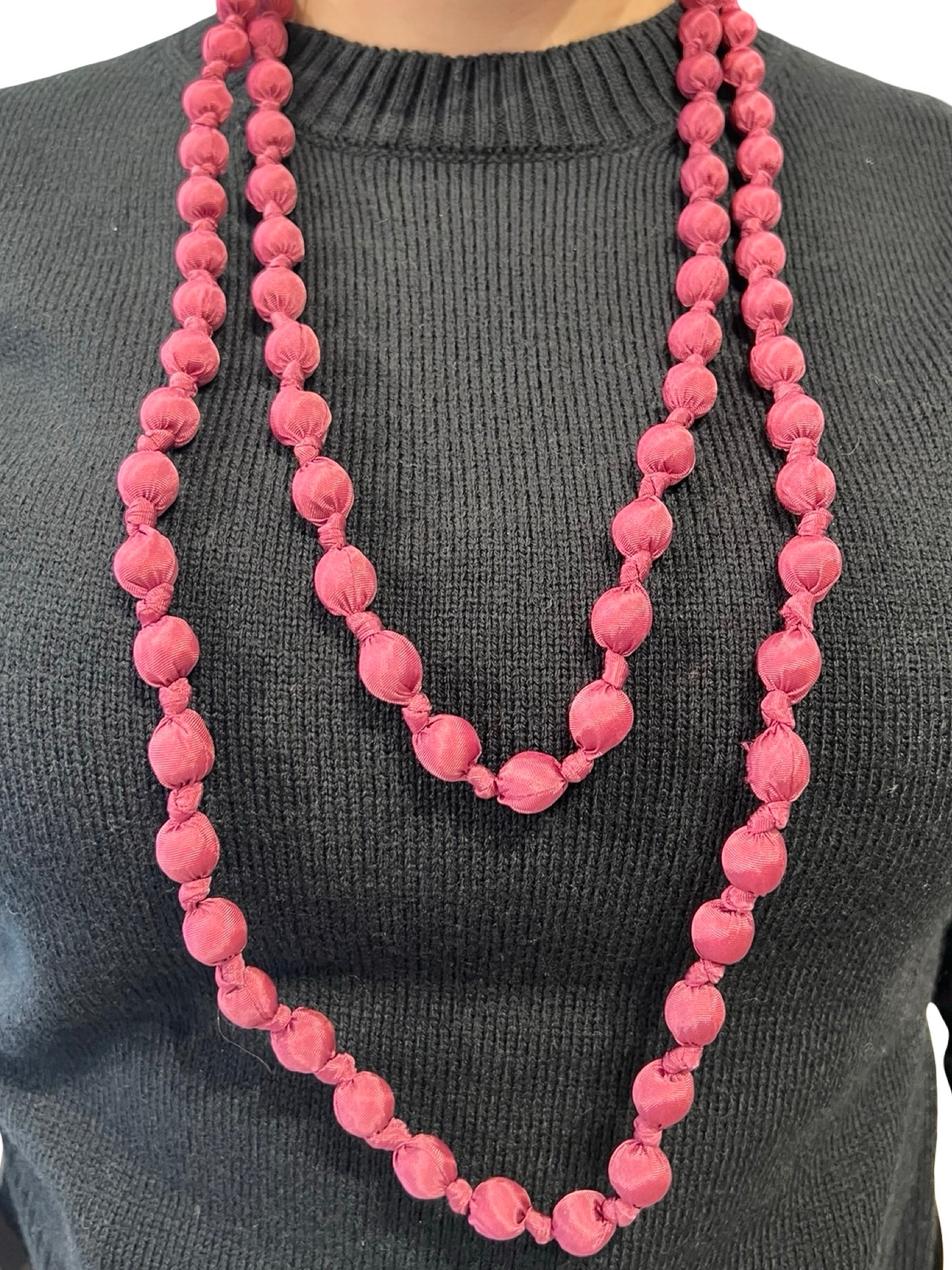 Collar Il Baco Da Seta Bolas De Seda Malva Rosado