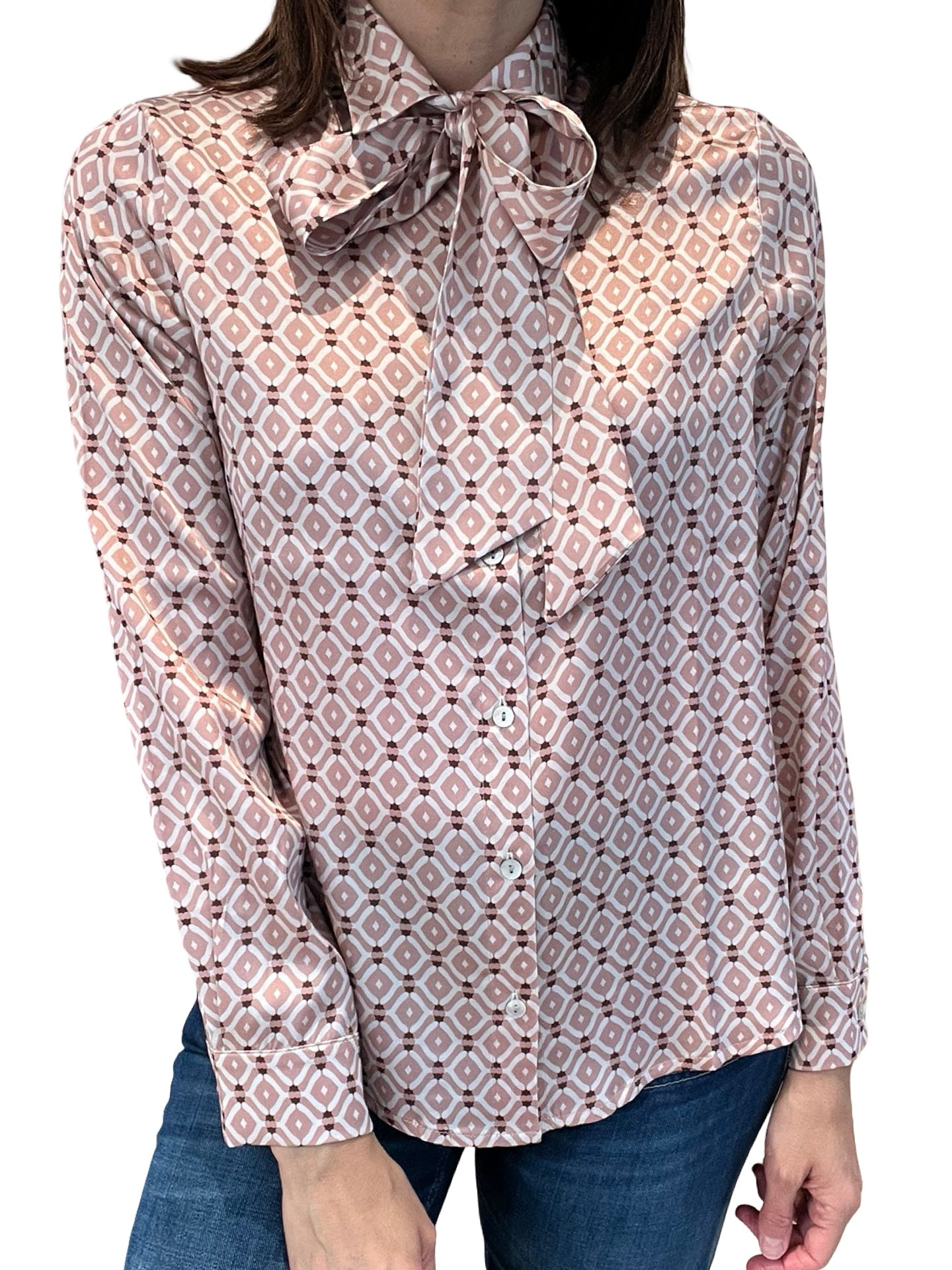 Chemise en soie imprimée Monika Varga avec nœud