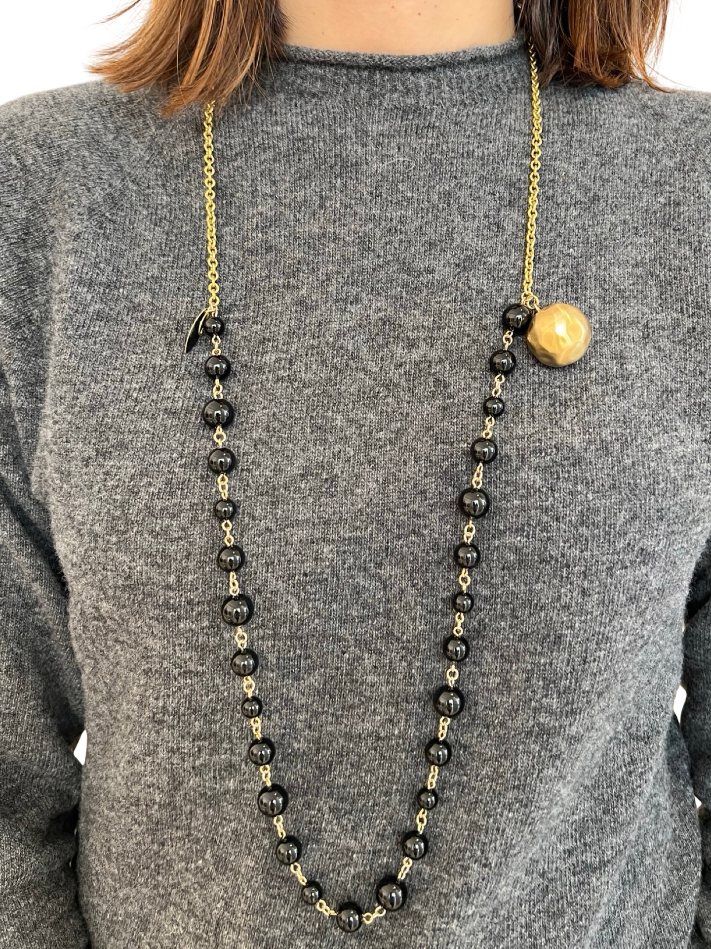 Collar Unique Bolas y Piedras Negro