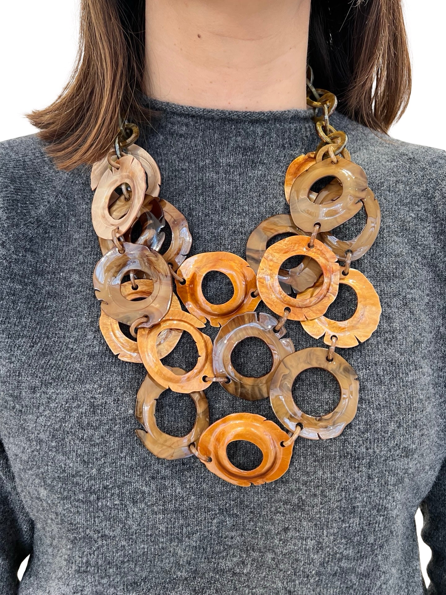 Collar Il Baco Da Seta Triple Tiras Anillas Dorado