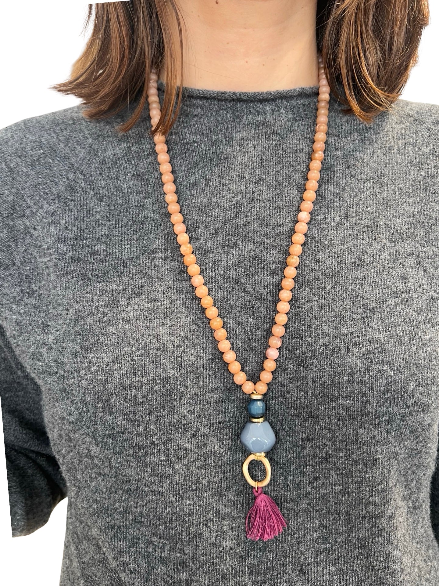 Collar Il Baco Da Seta Bolas Flecos Petroleo