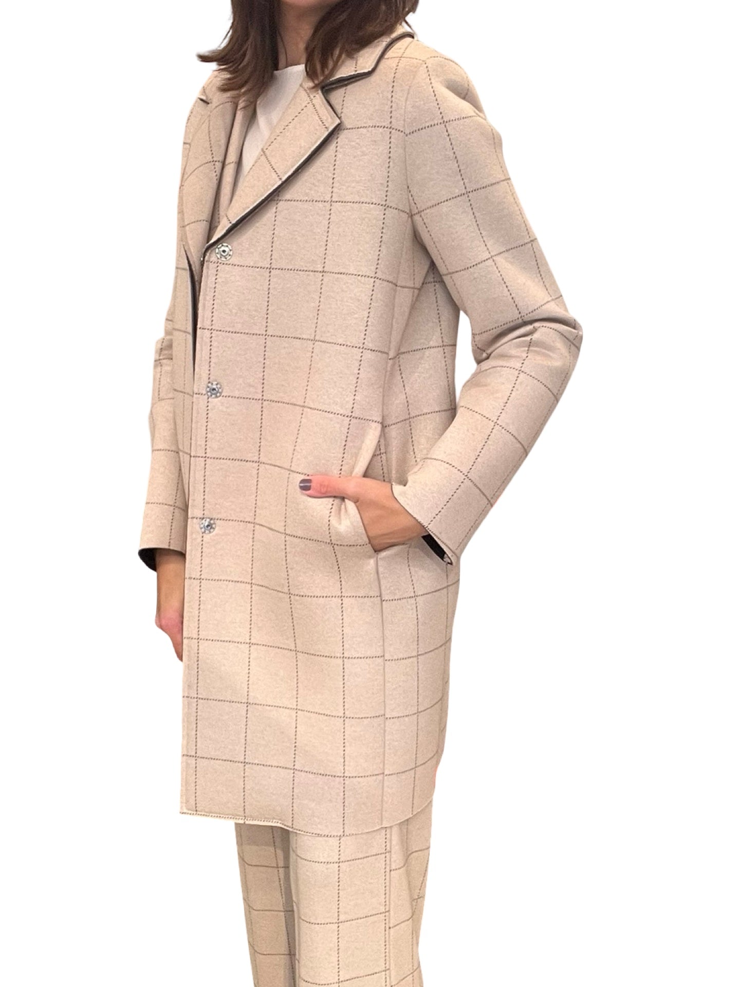 Cappotto a quadri beige Goodmatch