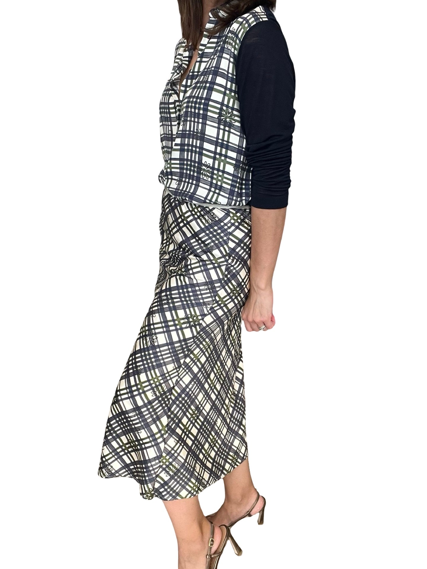 Whyci Milano Skirt with Checks and Flowers