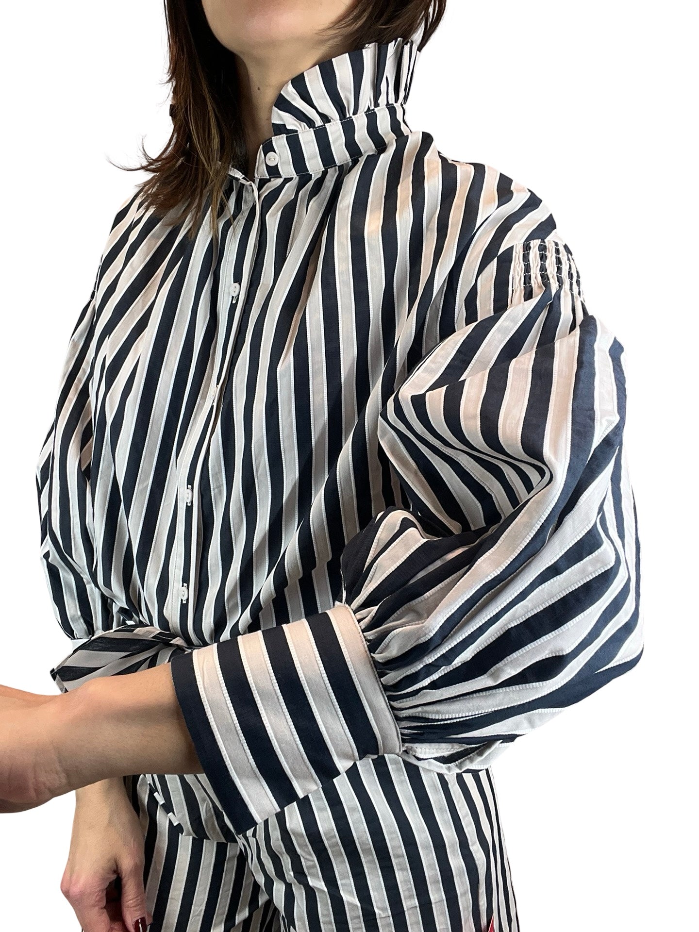 Camisa Paisie Rayas Cuello Plisado