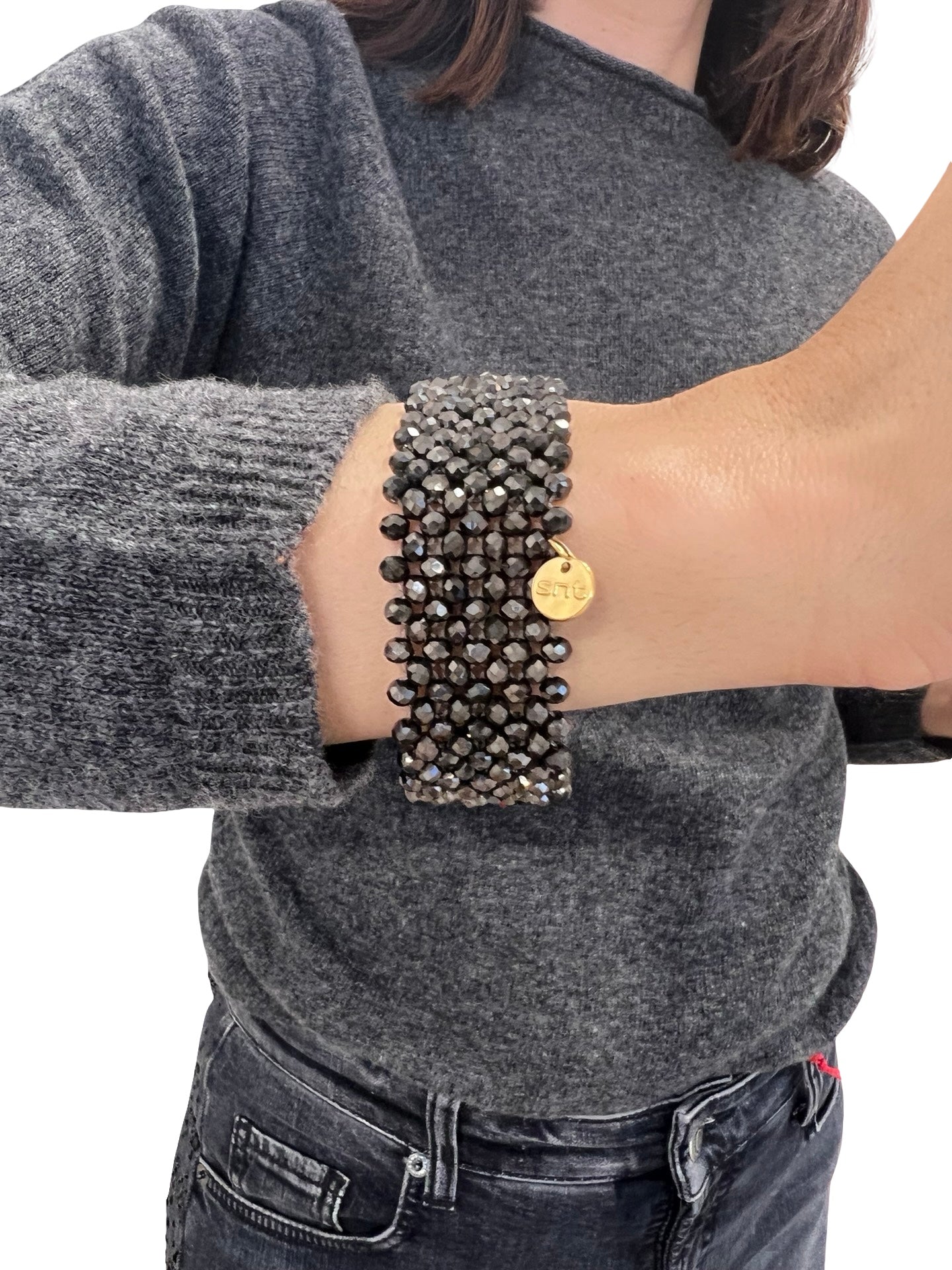 Pulsera Il Baco Da Seta Cristales Elastica Titanium