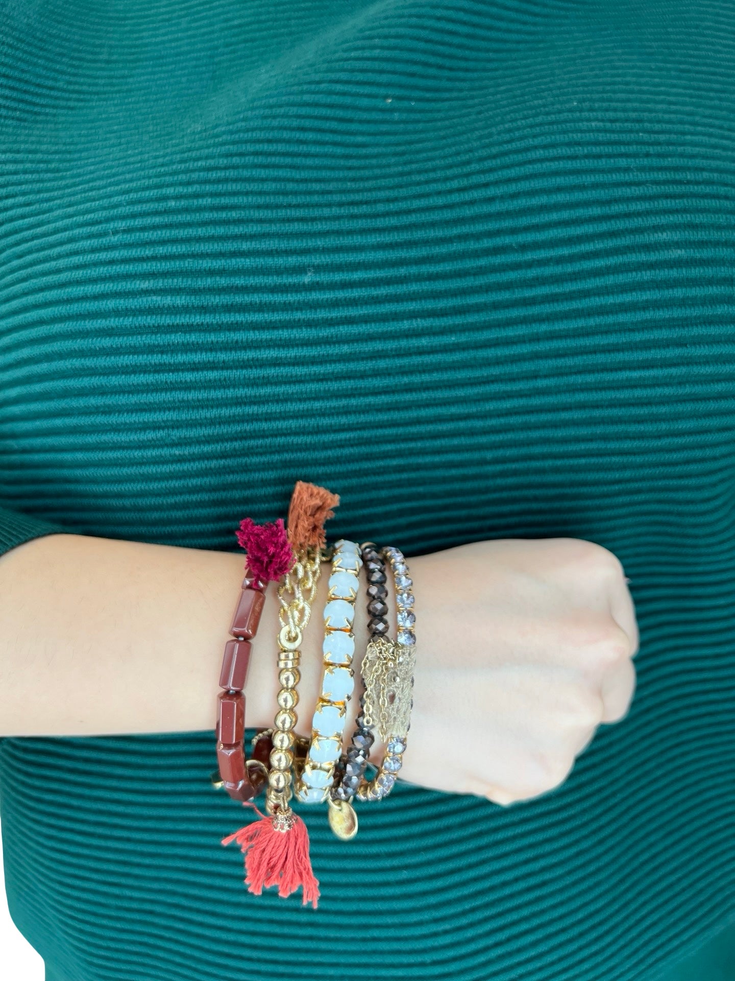 Bracciale Il Baco Da Seta 5 strisce di perline varie