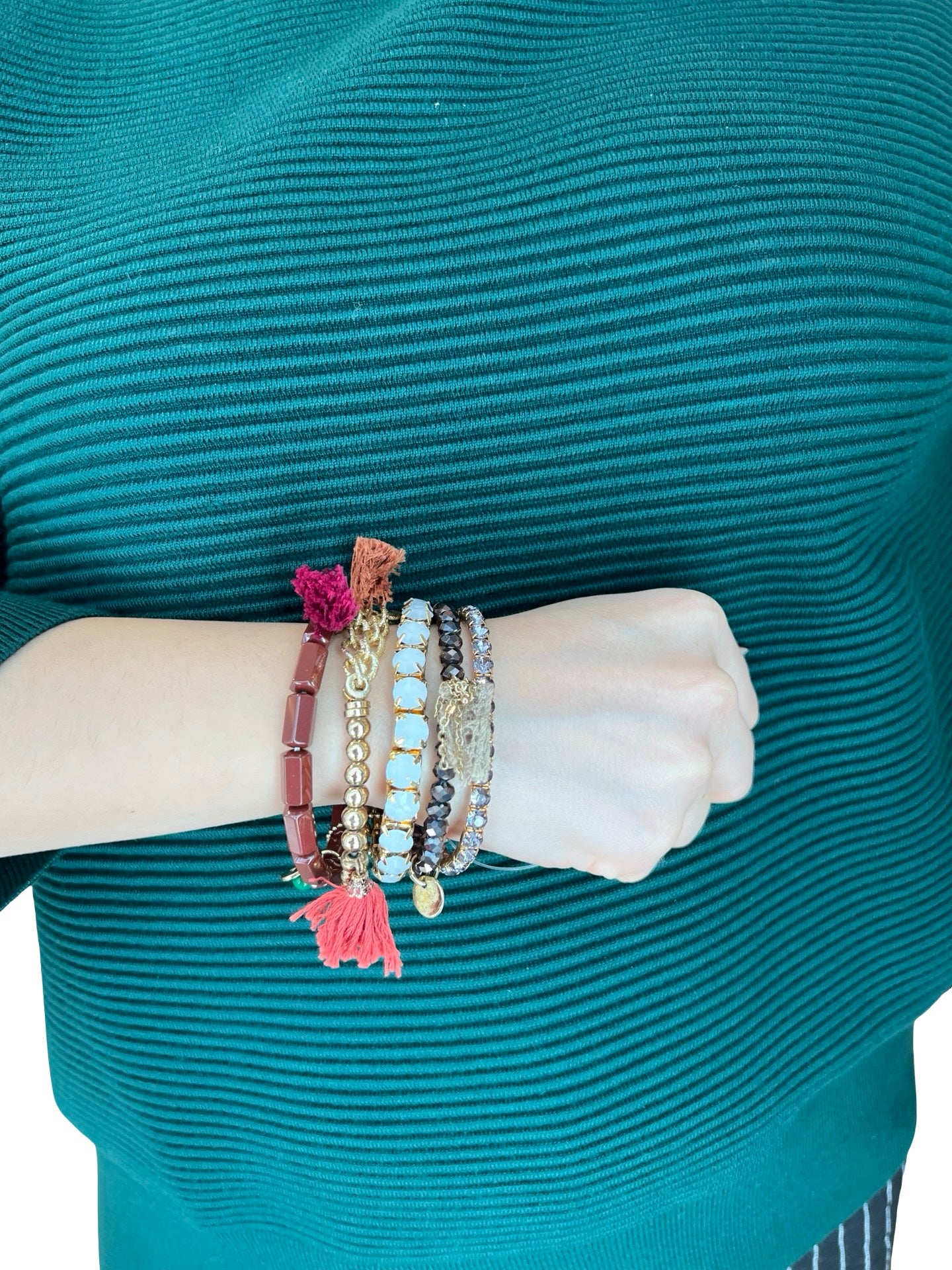 Bracciale Il Baco Da Seta 5 strisce di perline varie