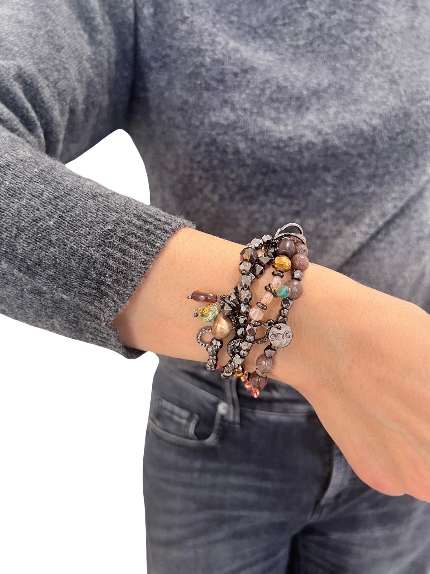 Pulsera Il Baco Da Seta 4 Tiras Piedras Multicolor