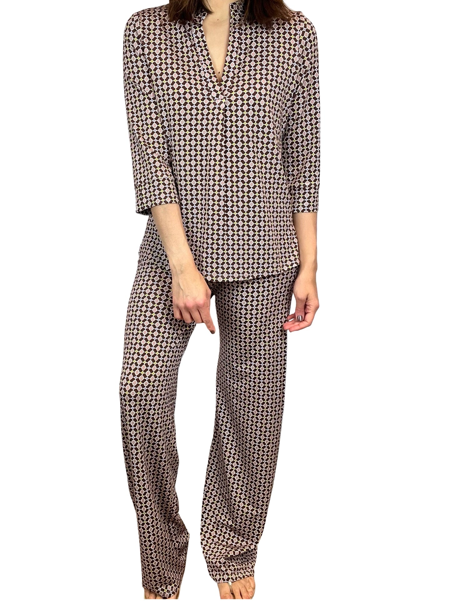 Pantaloni Monika Varga Cerchi Rombo Marrone