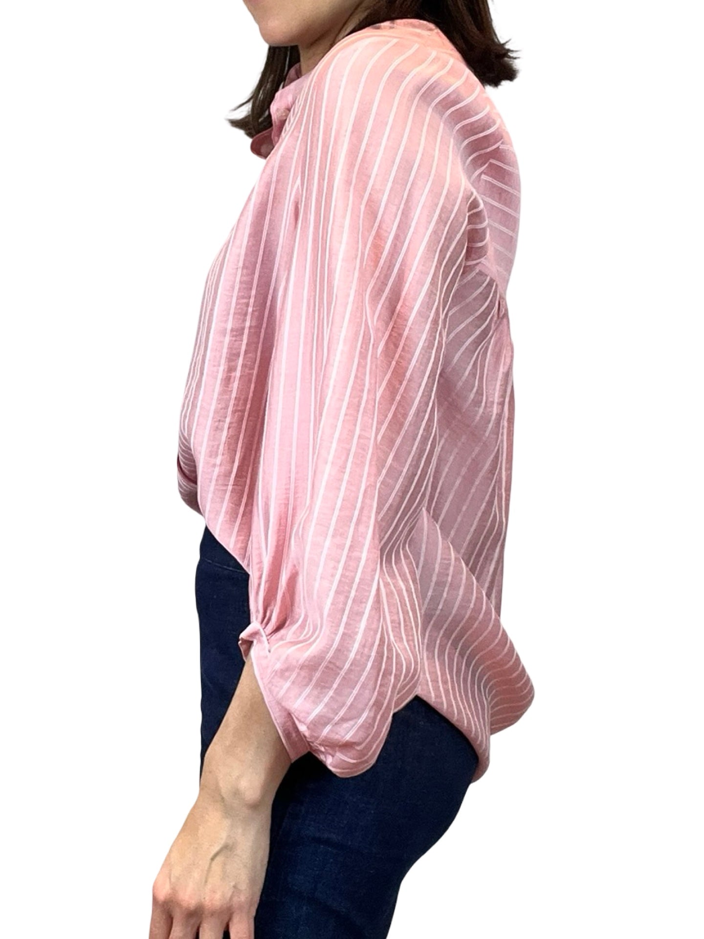 Adele Striped Gathered Sleeve Blouse