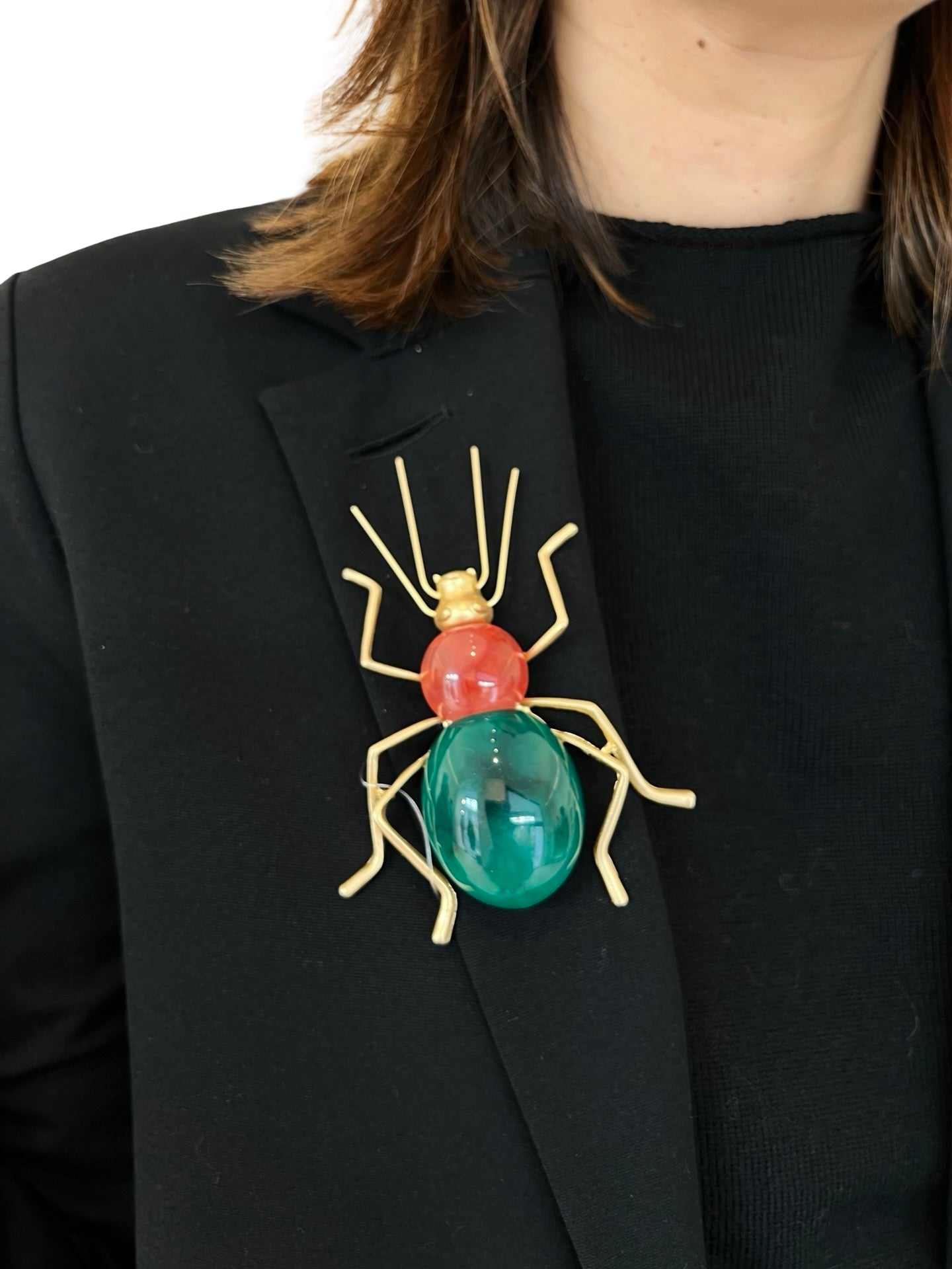 Broche Il Baco Da Seta Bicho Resina Verde