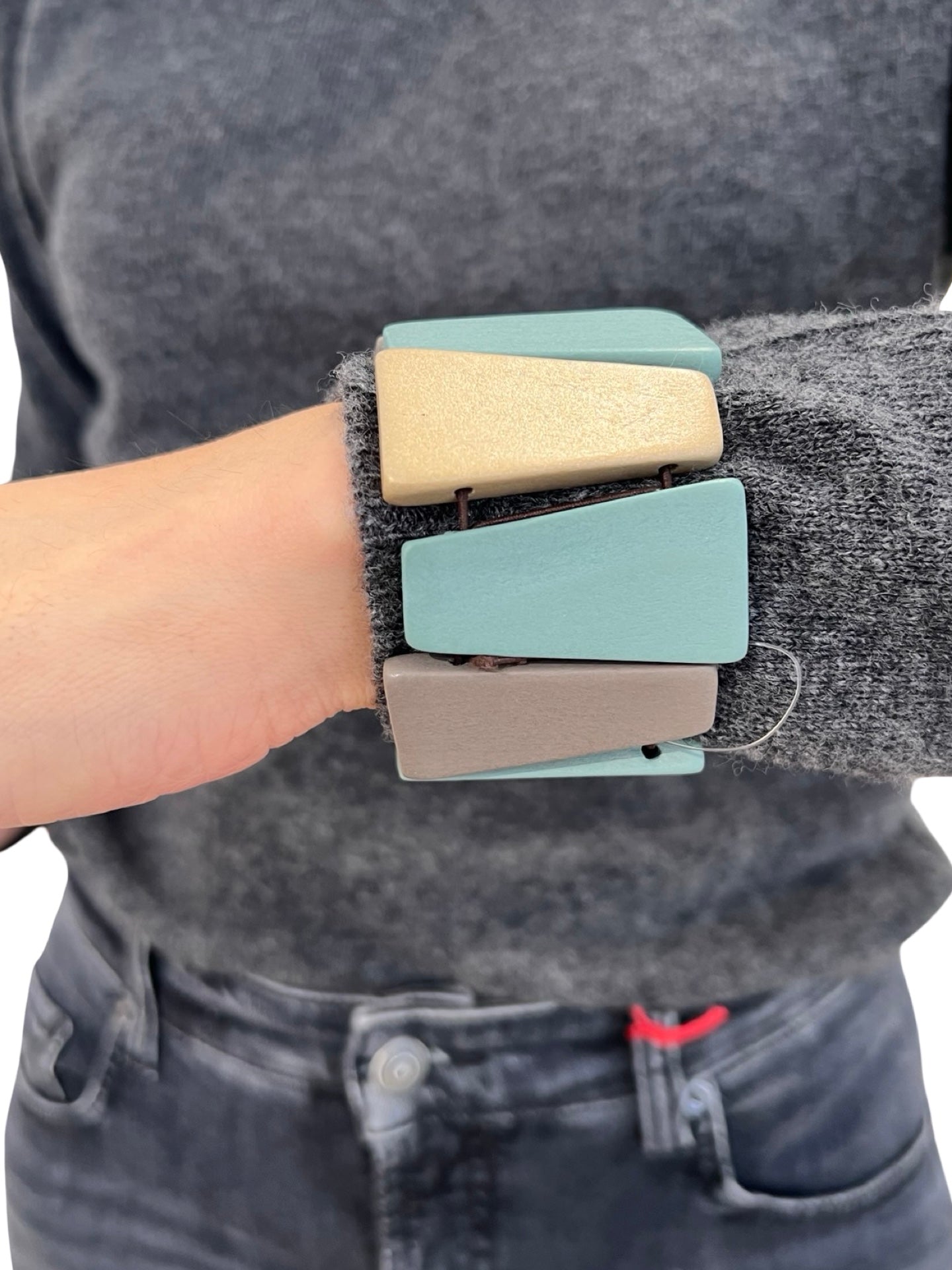 Pulsera Il Baco Da Seta Elastica Cuentas Maderas Acqua