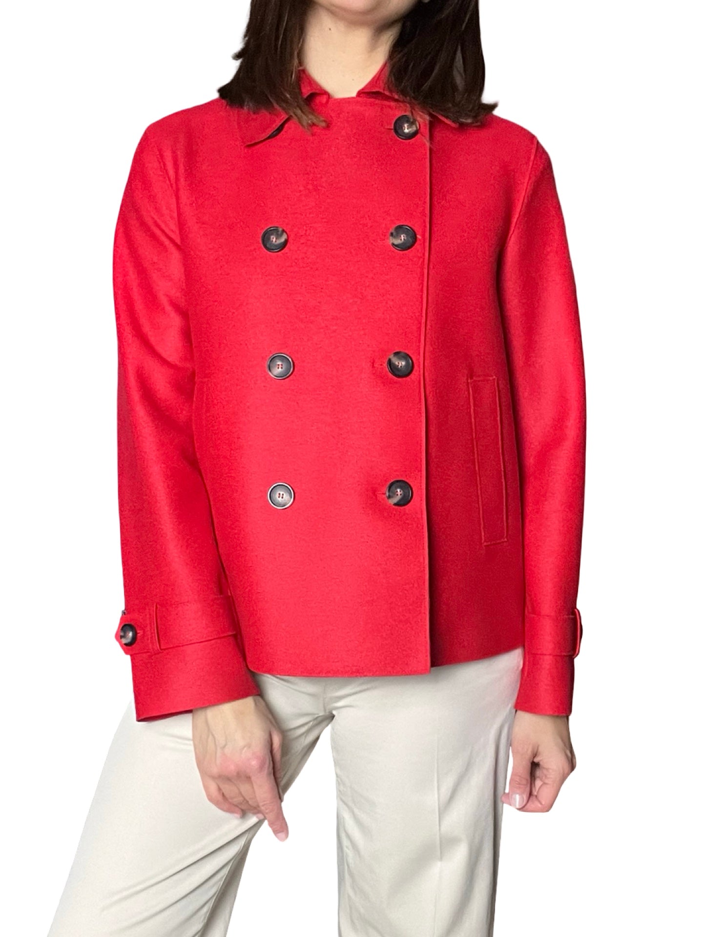 Giacca Harris Wharf London Trench in lana rossa