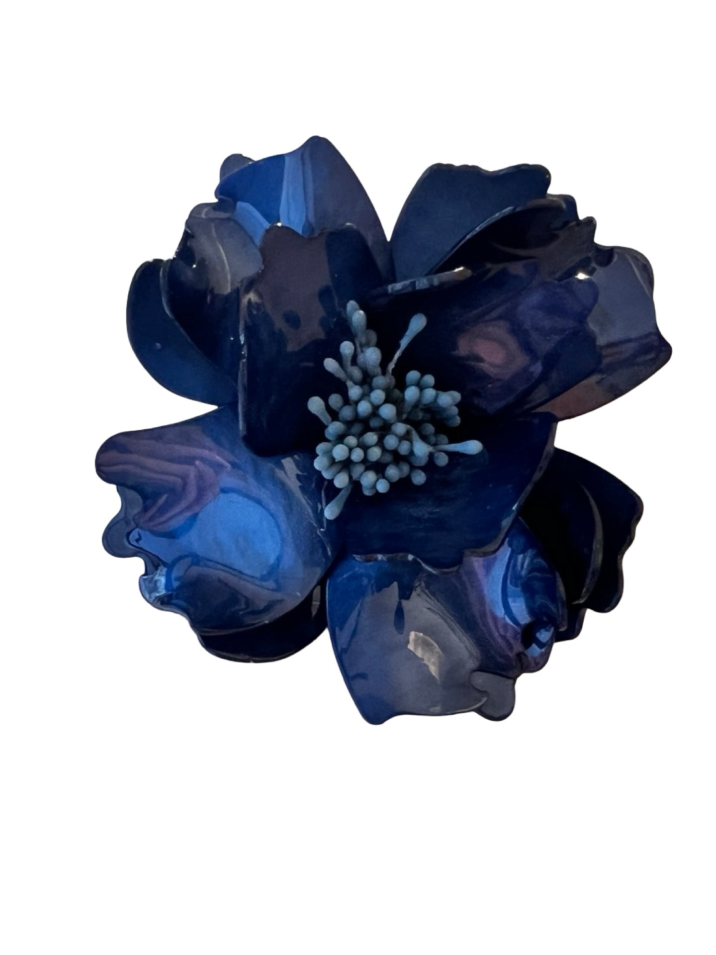 Broche Il Baco Da Seta Flor Resina Azul