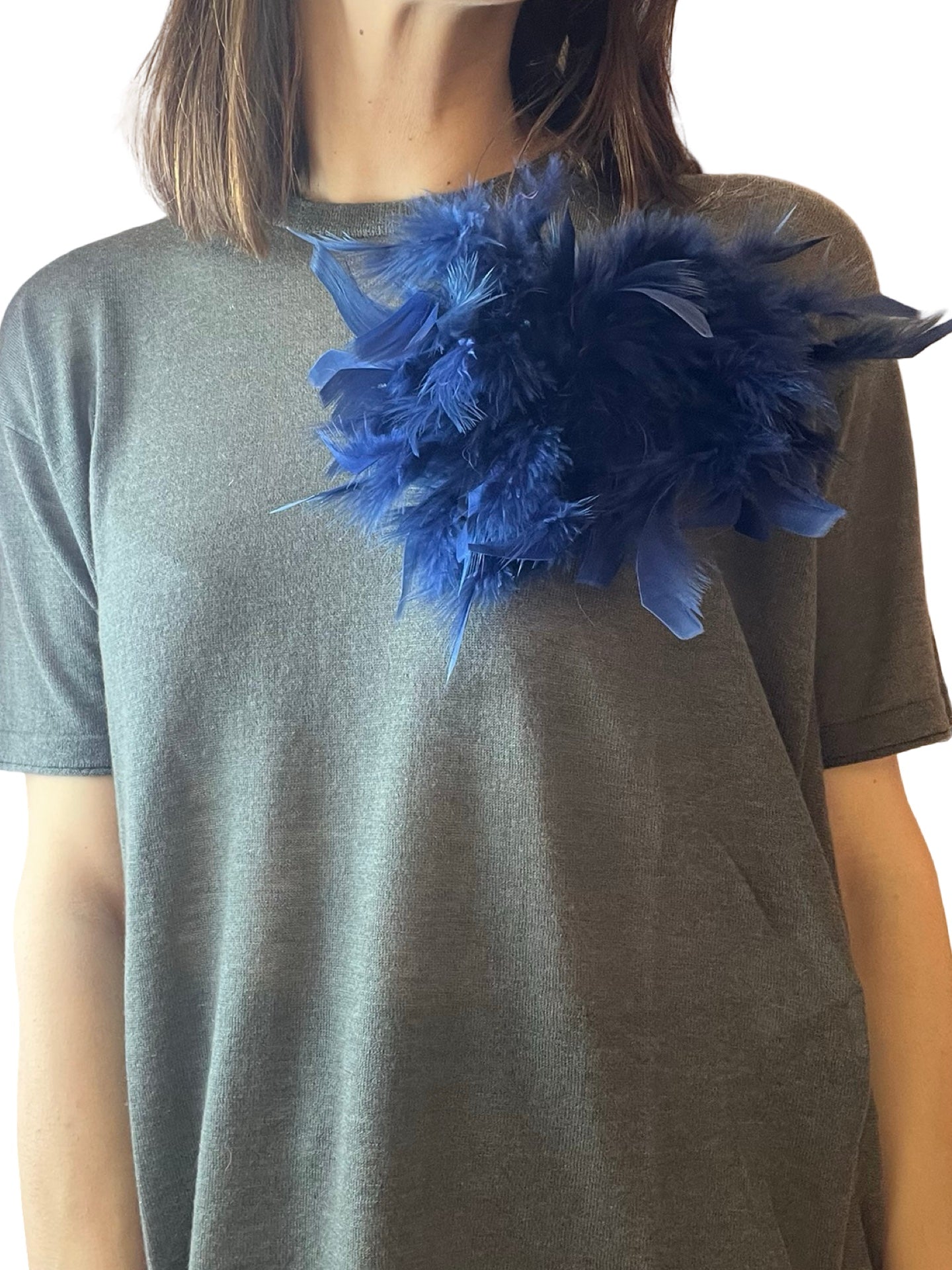 Spilla Il Baco Da Seta Piume blu