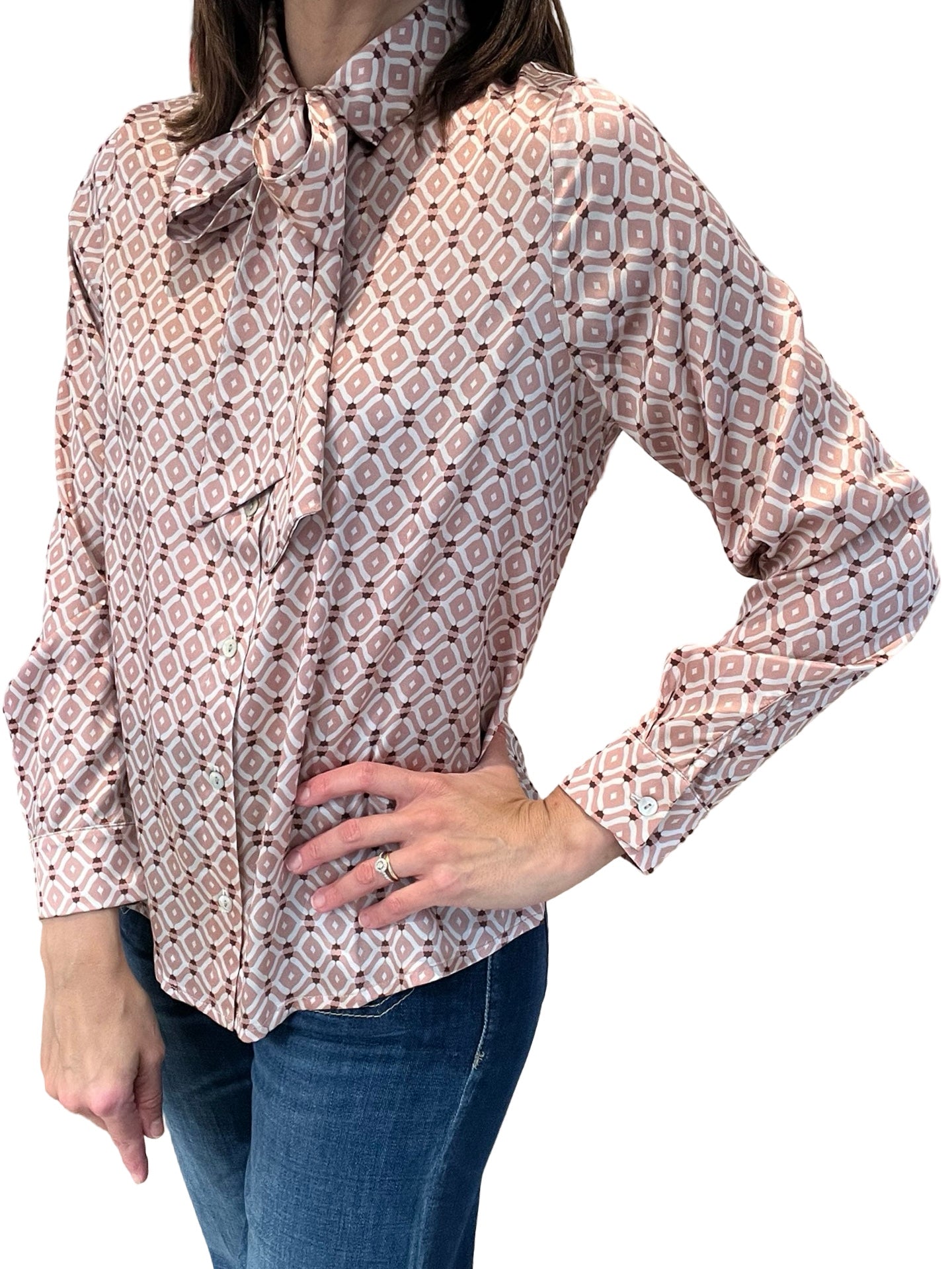 Chemise en soie imprimée Monika Varga avec nœud