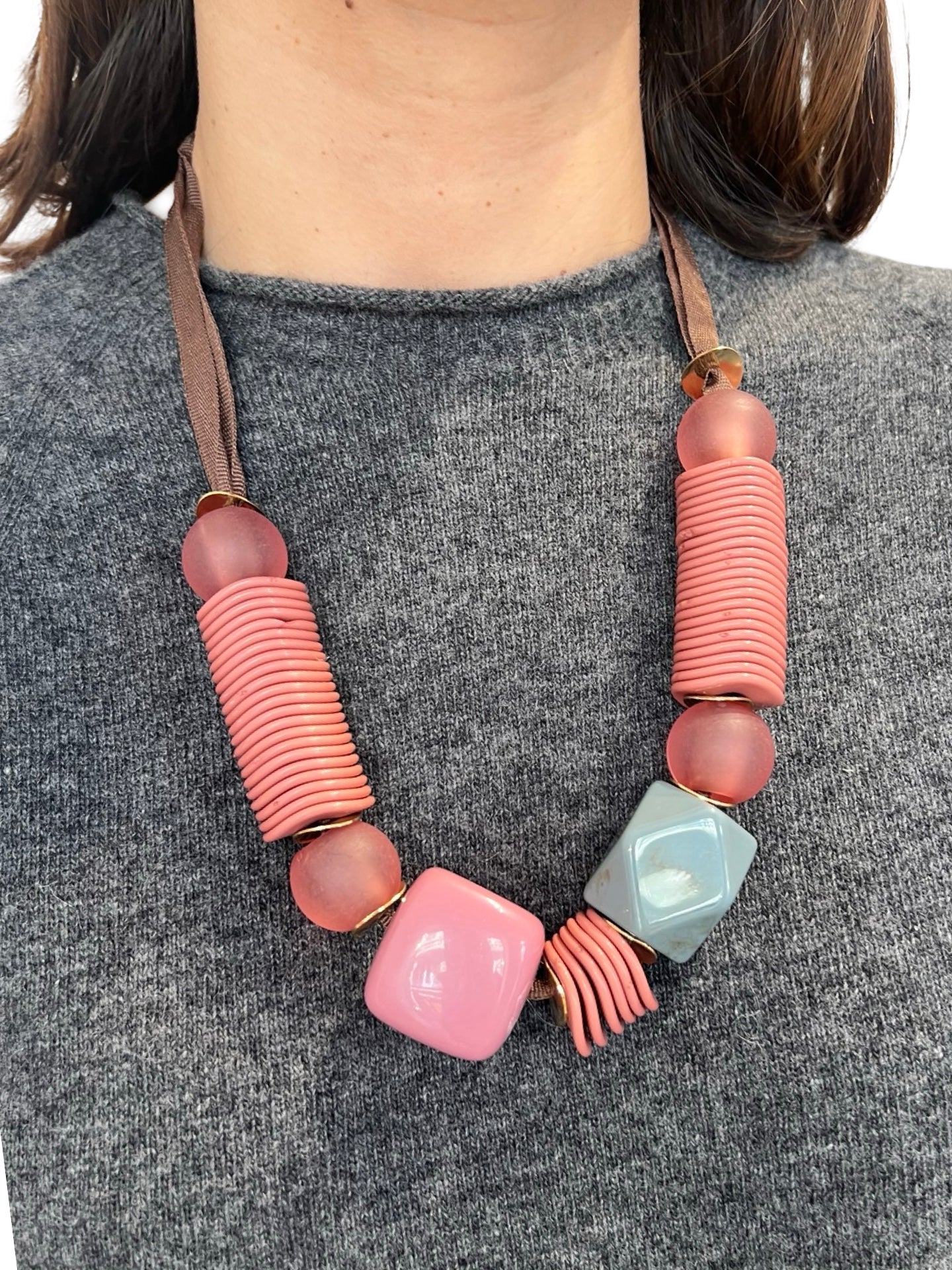 Collar Il Baco Da Seta Cuentas Rosa Palo