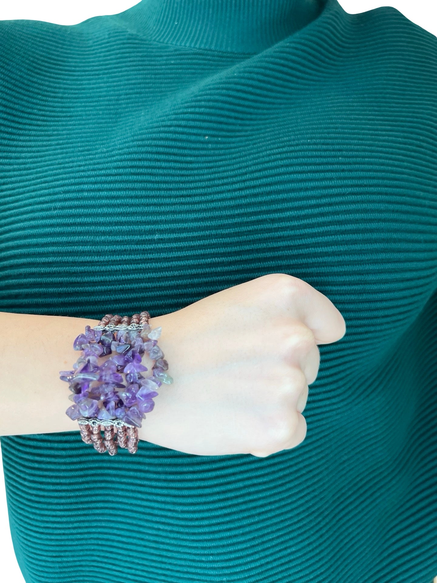 Bracciale Il Baco Da Seta Perline di pietra viola