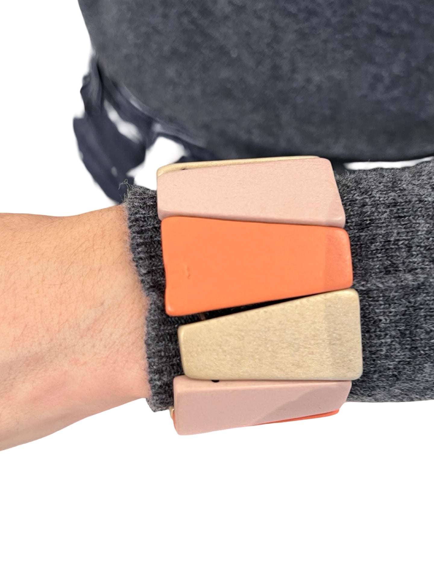 Pulsera Il Baco Da Seta Elastico Cuentas Madera Naranja