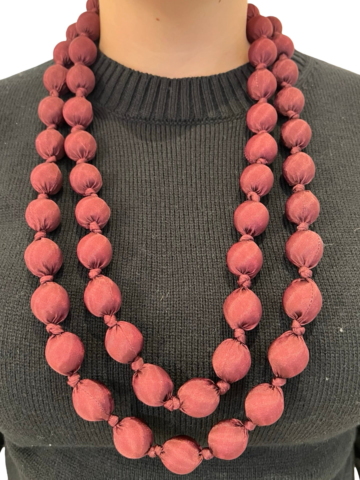 Collar Il Baco Da Seta Maxi Bolas Seda Marrón