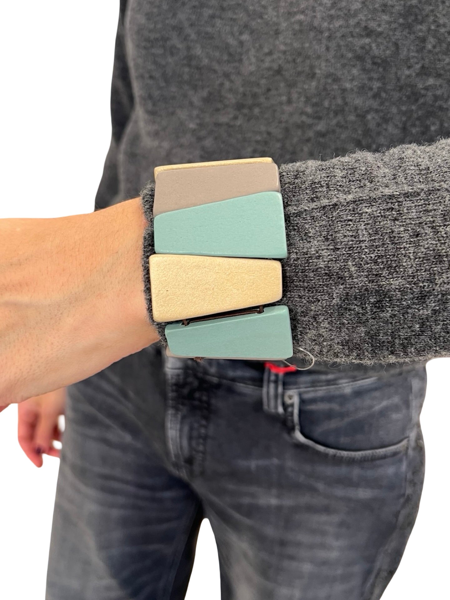 Pulsera Il Baco Da Seta Elastica Cuentas Maderas Acqua