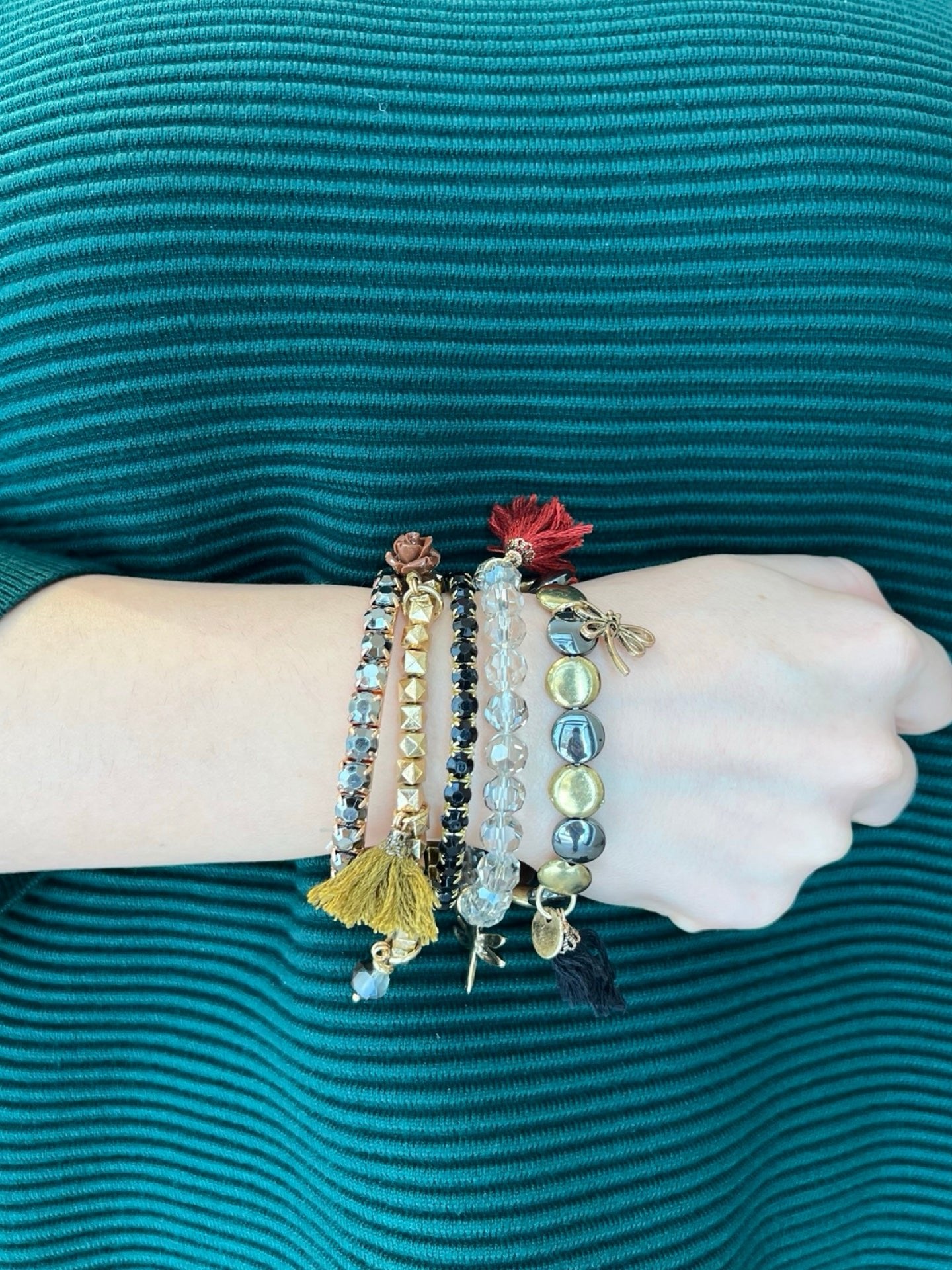 Bracelet Il Baco Da Seta 5 Strips Various Dragonfly Beads