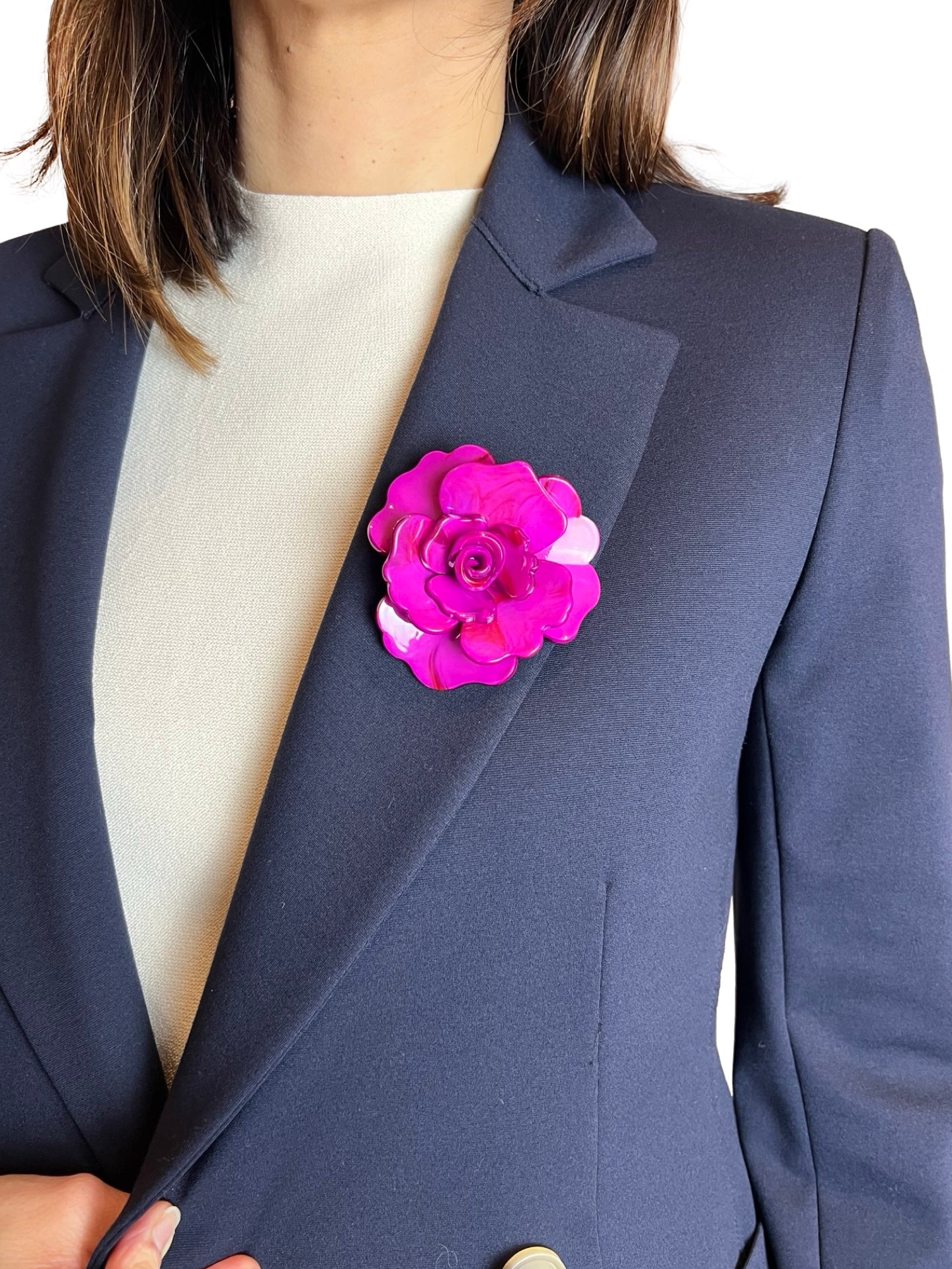 Broche Il Baco Da Seta Flor Resina Buganvilla