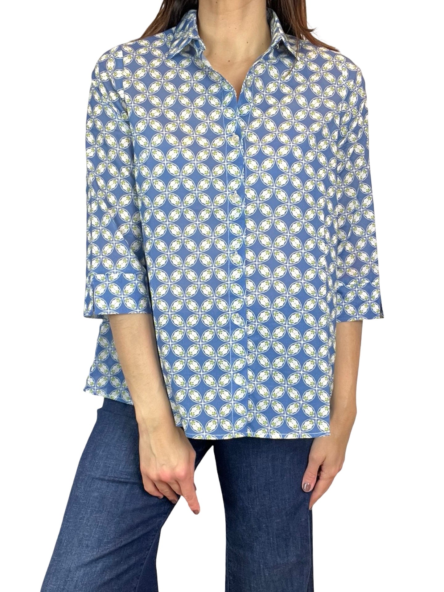 Camisa Monika Varga Flor Azul