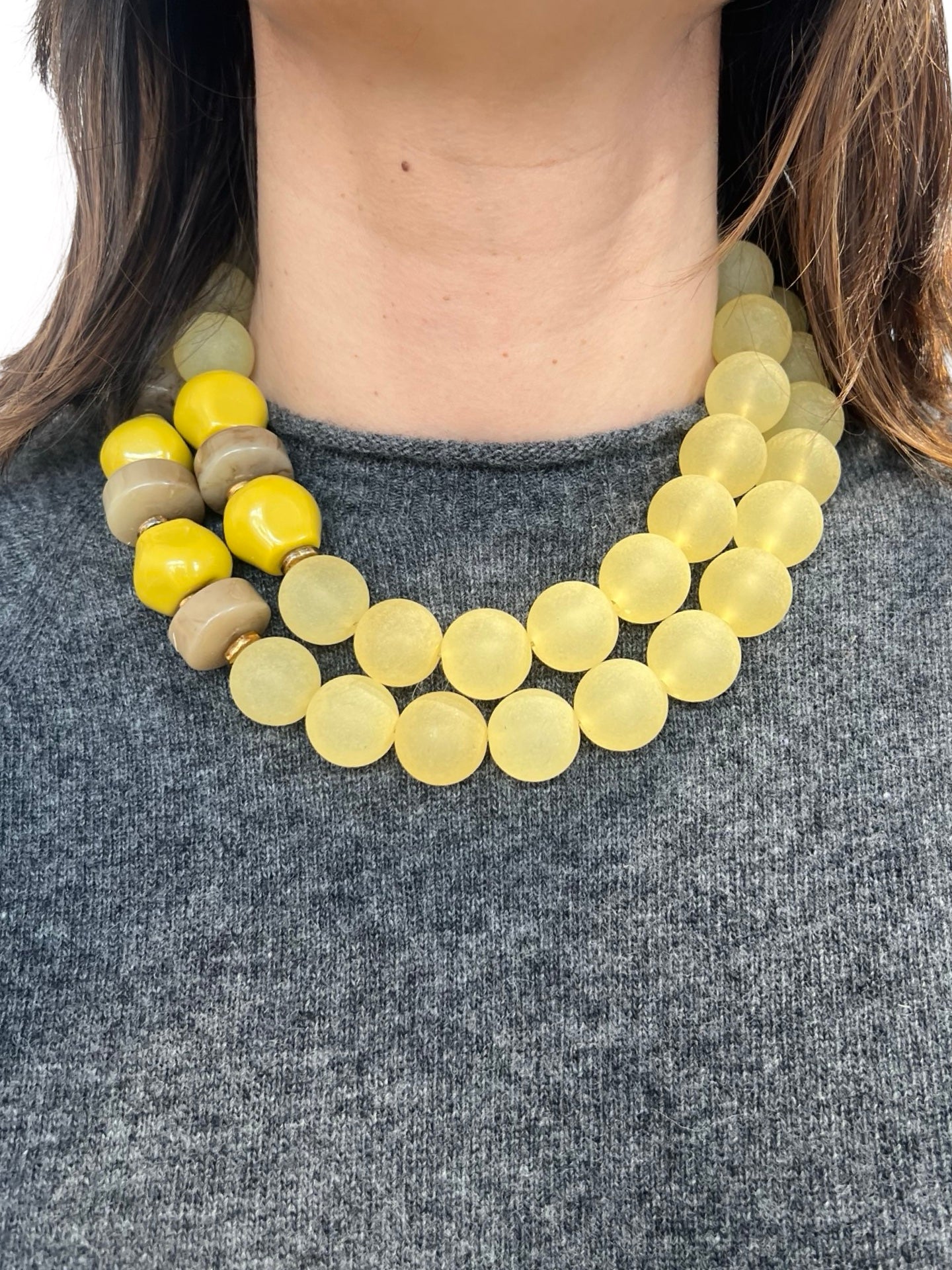 Collar Il Baco Da Seta Doble Cuentas Mostaza