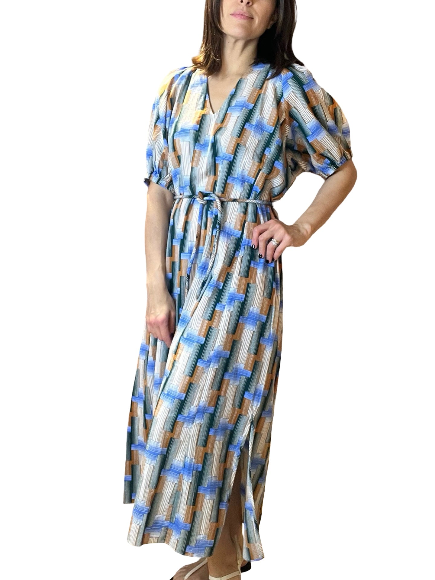 Vestido Mapoésie Estampado Geométrico C.Pico