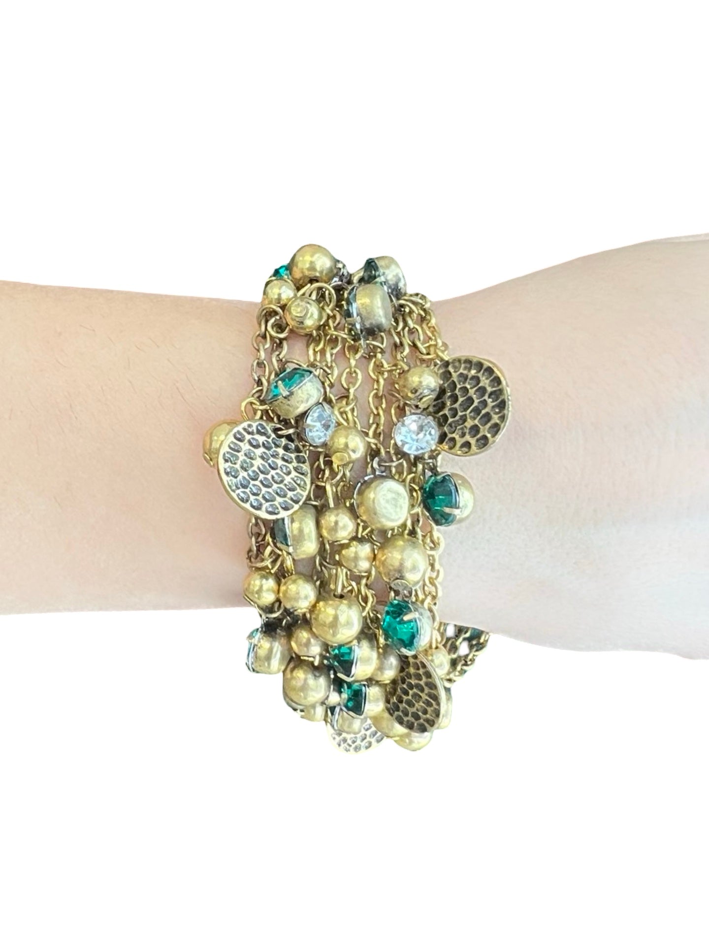 Bracelet Il Baco Da Seta Chains Medals And Green Stones