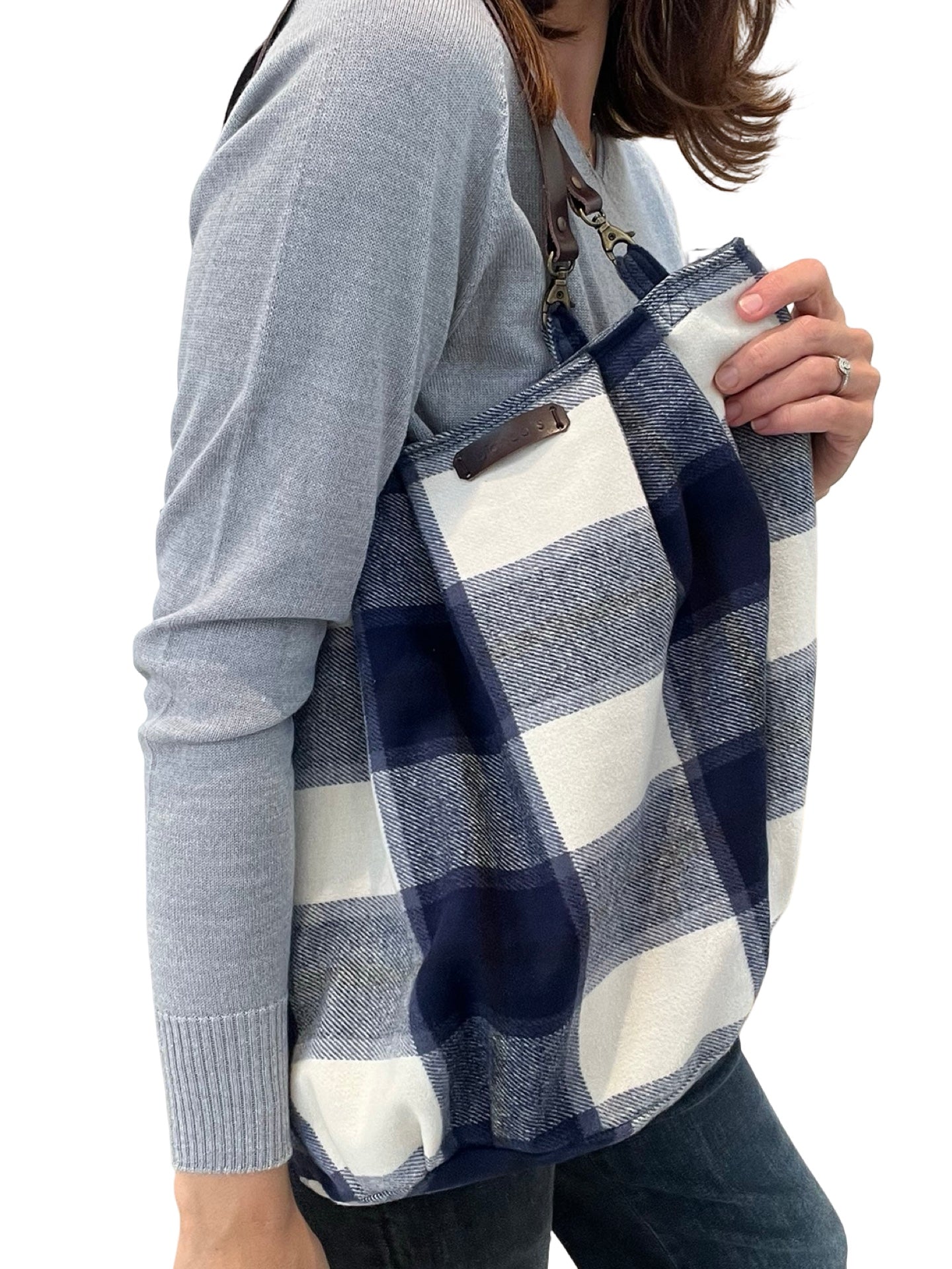 Sac Biancas Sack Bag Tissu à Carreaux Bleu et Blanc