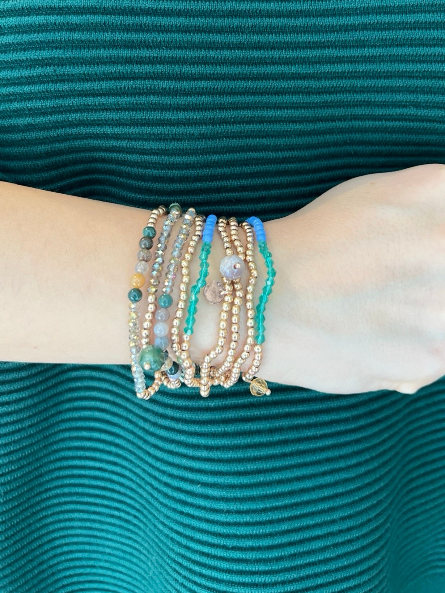 Bracciale Il Baco Da Seta Palle verdi rotonde