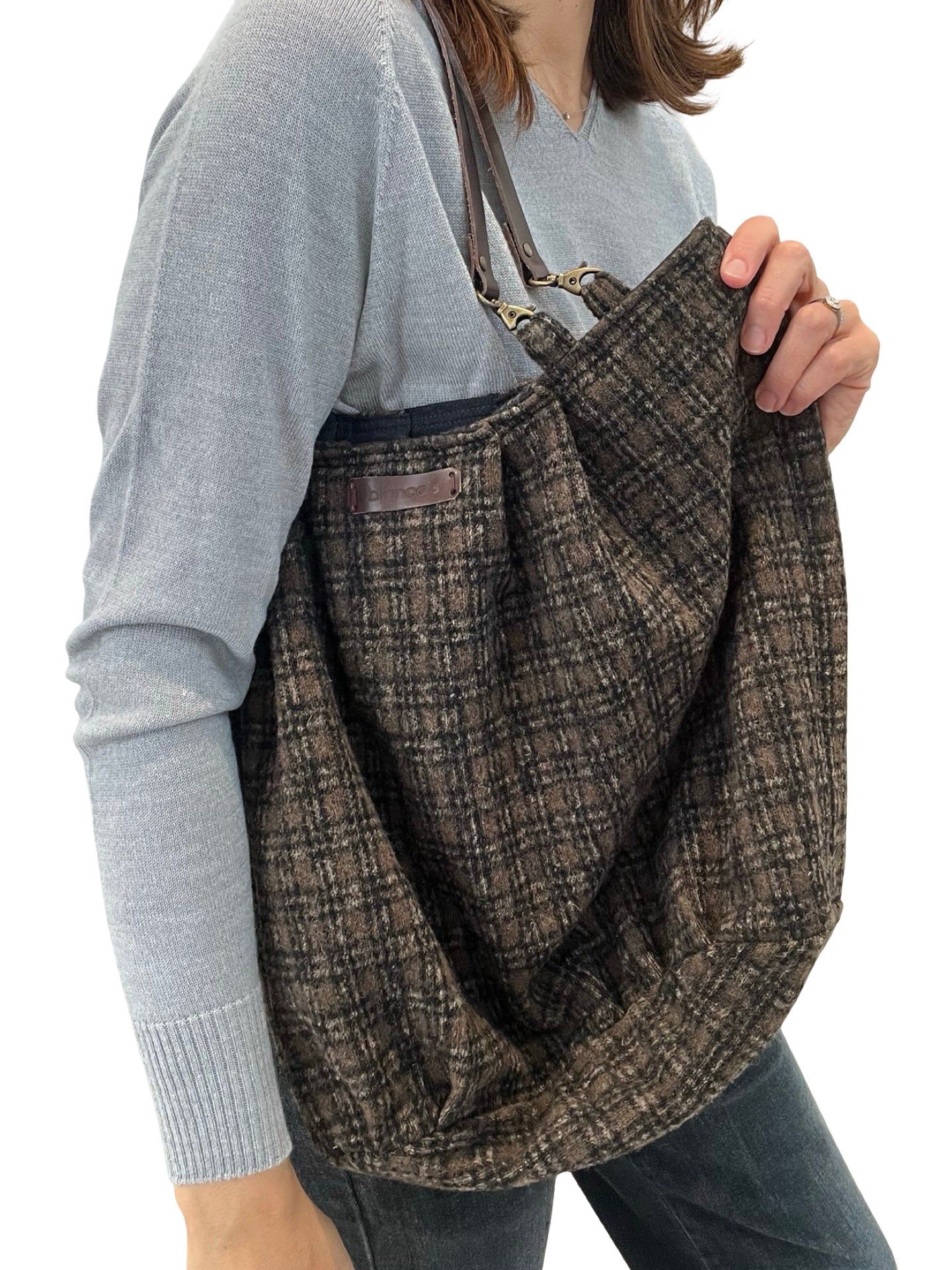 Biancas Petit sac en tissu à carreaux marron