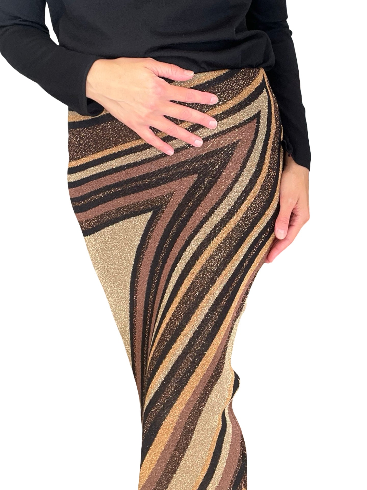 Falda Akep Punto Lurex Marron