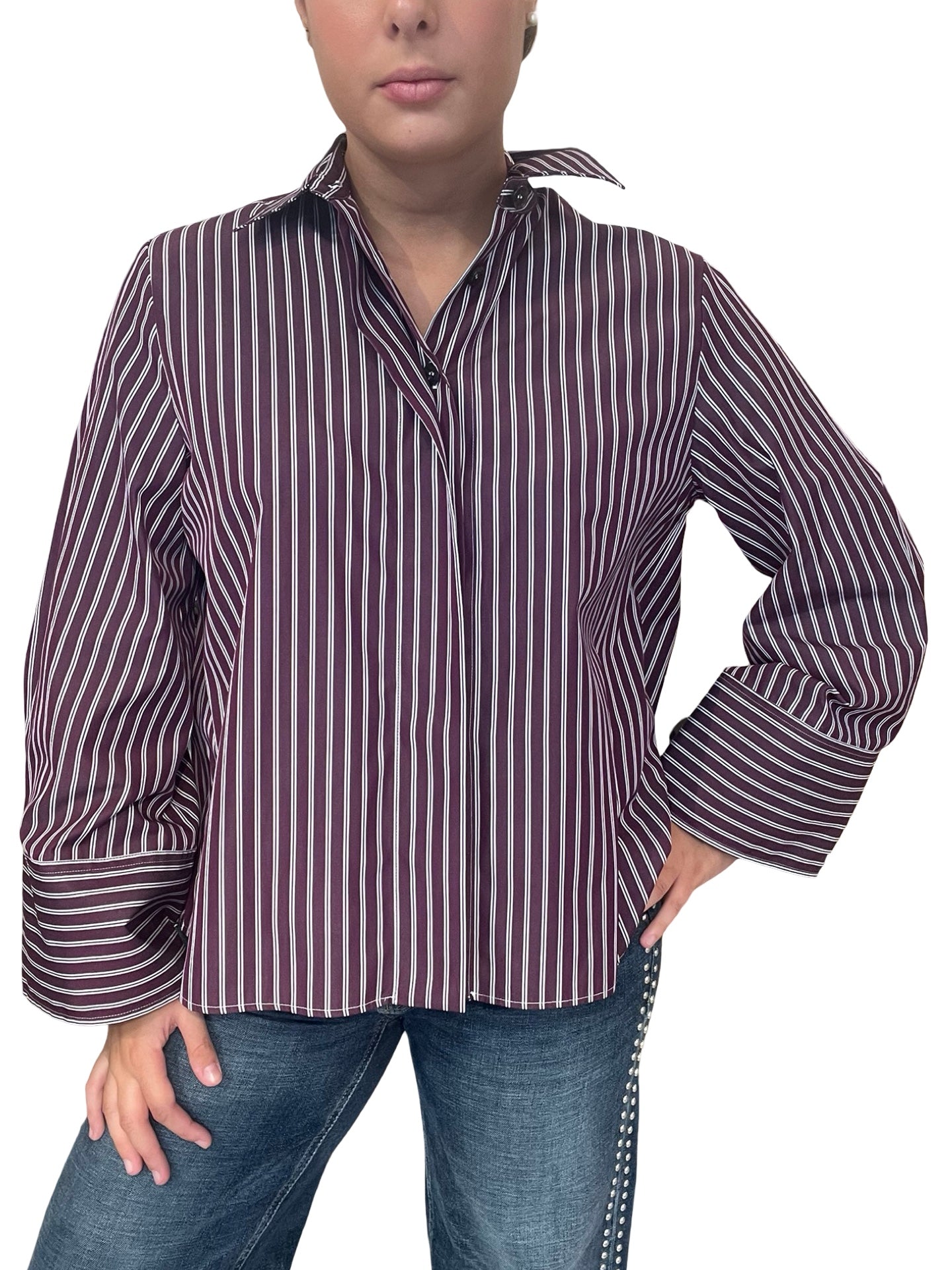 Chemise Academy à double rayures avec larges poignets