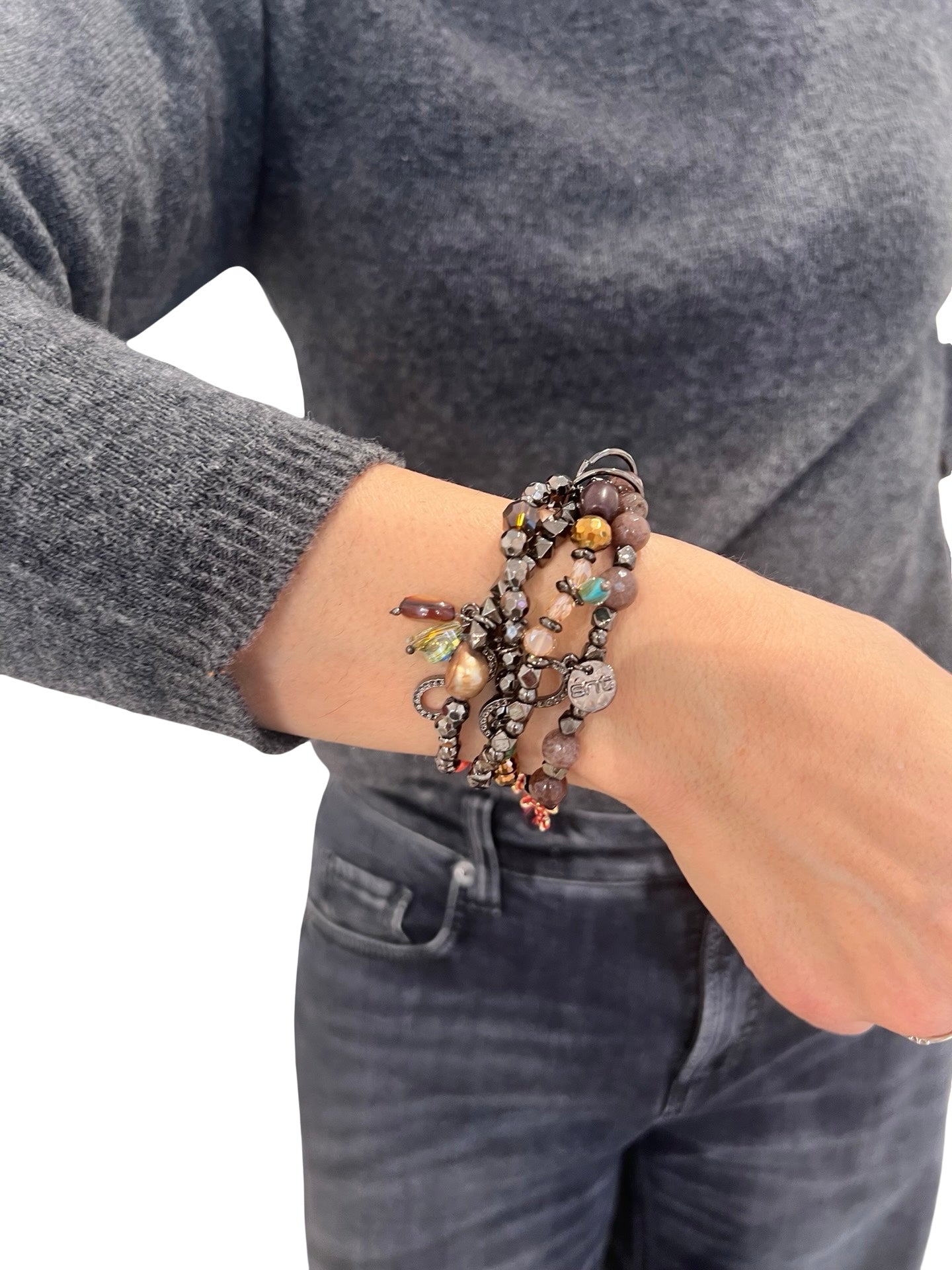 Pulsera Il Baco Da Seta 4 Tiras Piedras Multicolor