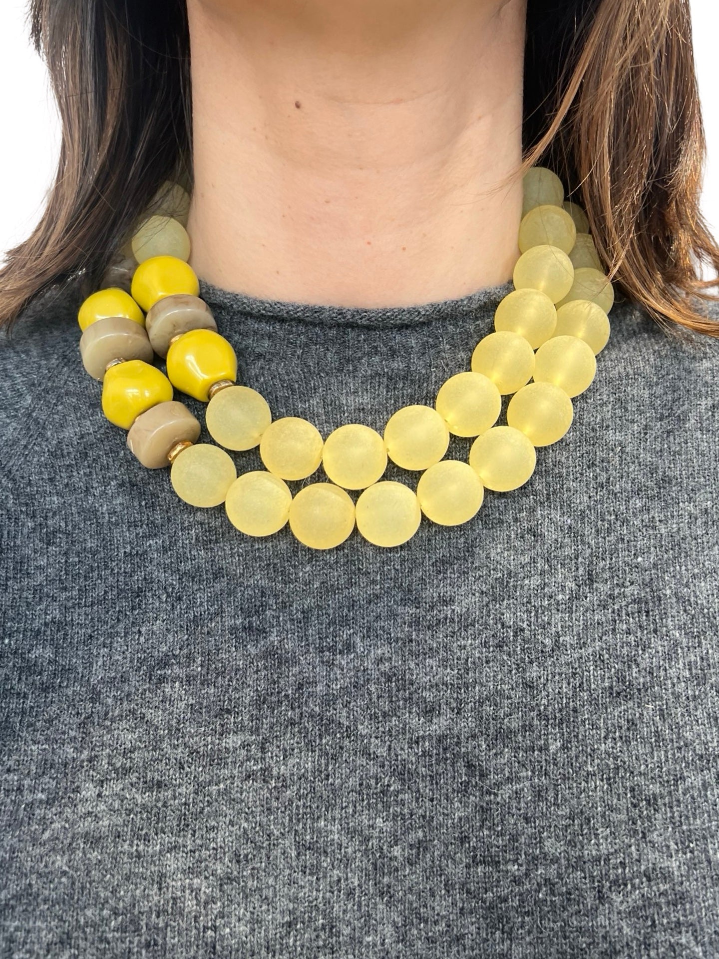 Collar Il Baco Da Seta Doble Cuentas Mostaza