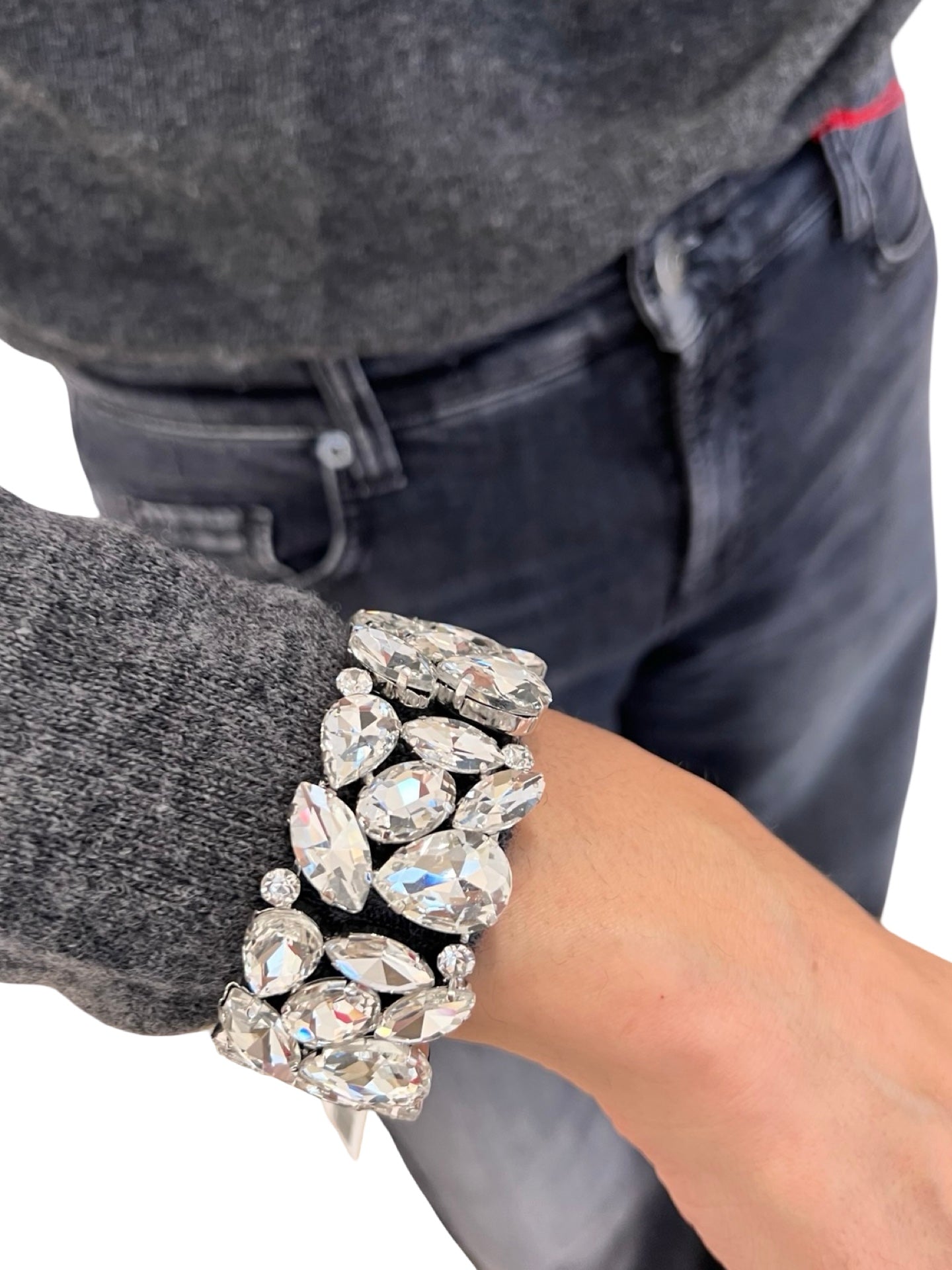 Pulsera Il Baco Da Seta Metal Cristales Plata